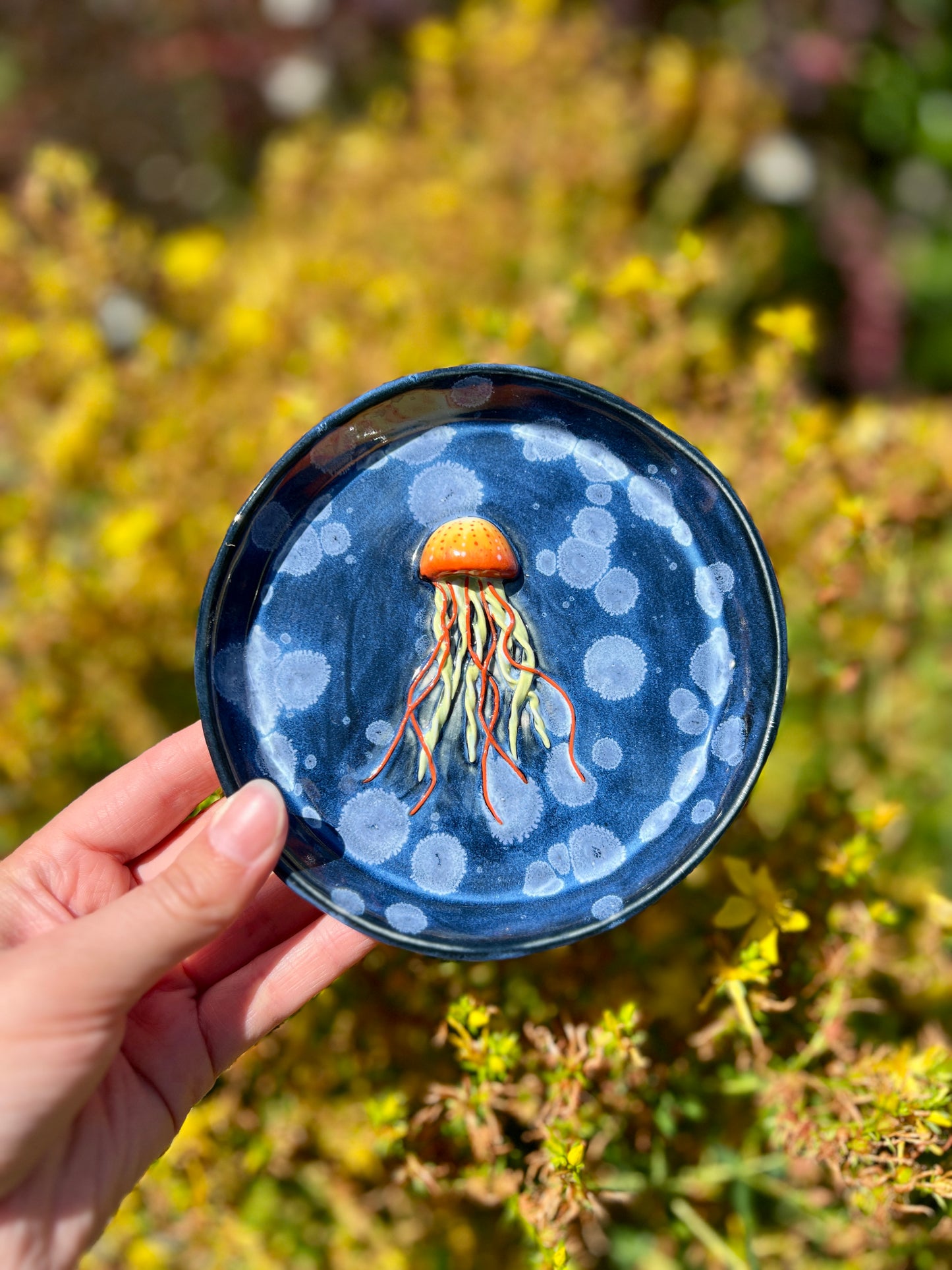 Orange Jellyfish Trinket Dish (5.25")