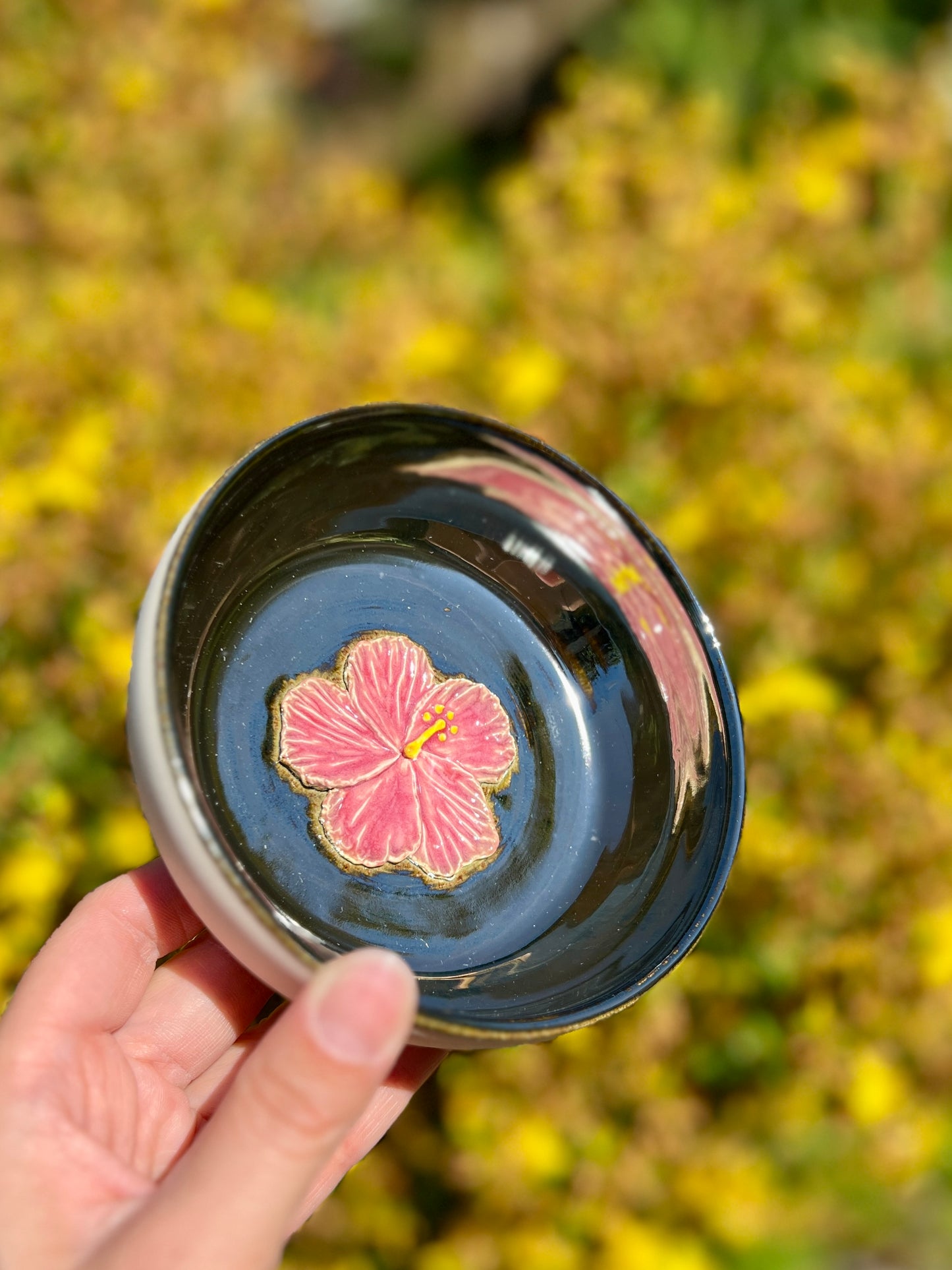 Mirror-shine Hibiscus Trinket Dish (not food safe)