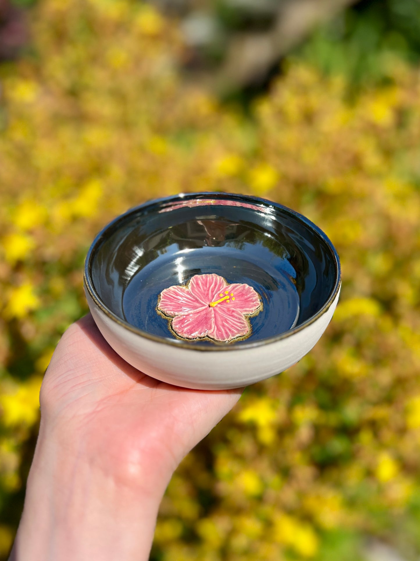 Mirror-shine Hibiscus Trinket Dish (not food safe)