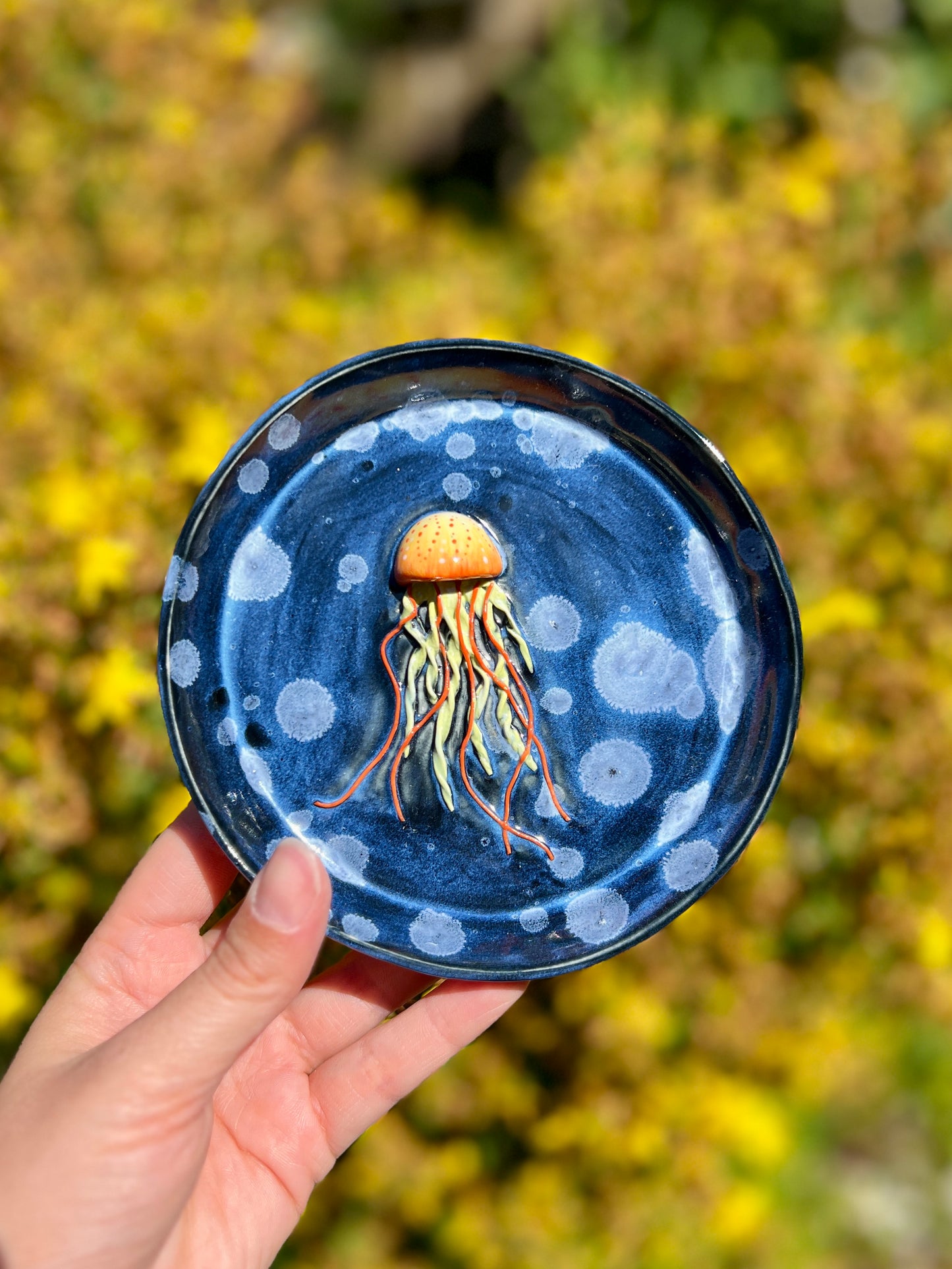 Orange Jellyfish Trinket Dish (5.25")