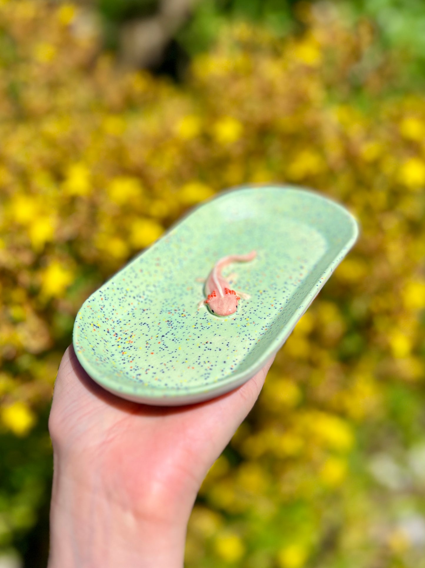 Confetti Axolotl Long Trinket Dish (7" L)