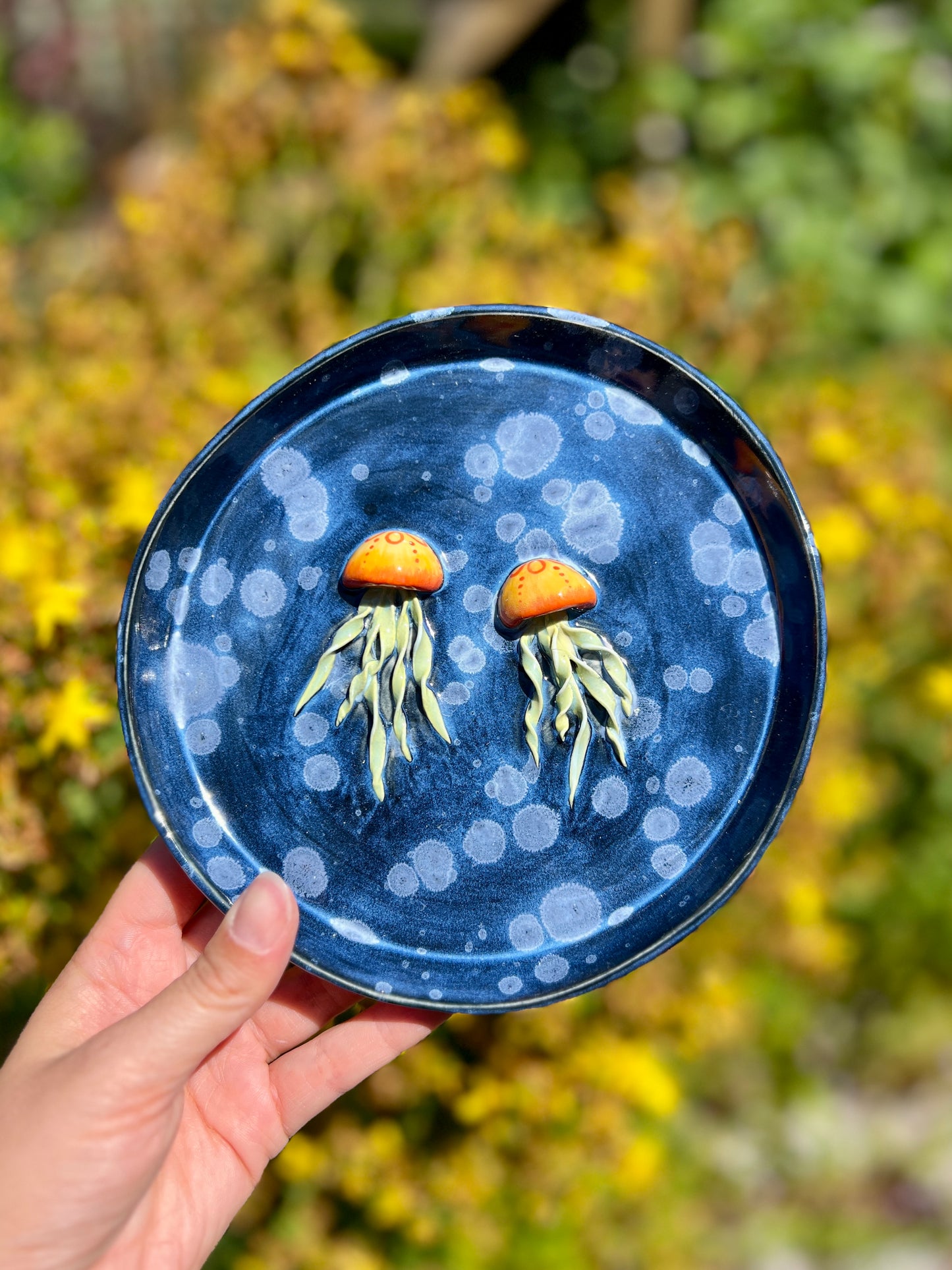 Double Orange Jellyfish Trinket Plate ( L1 Oopsie, D 7")