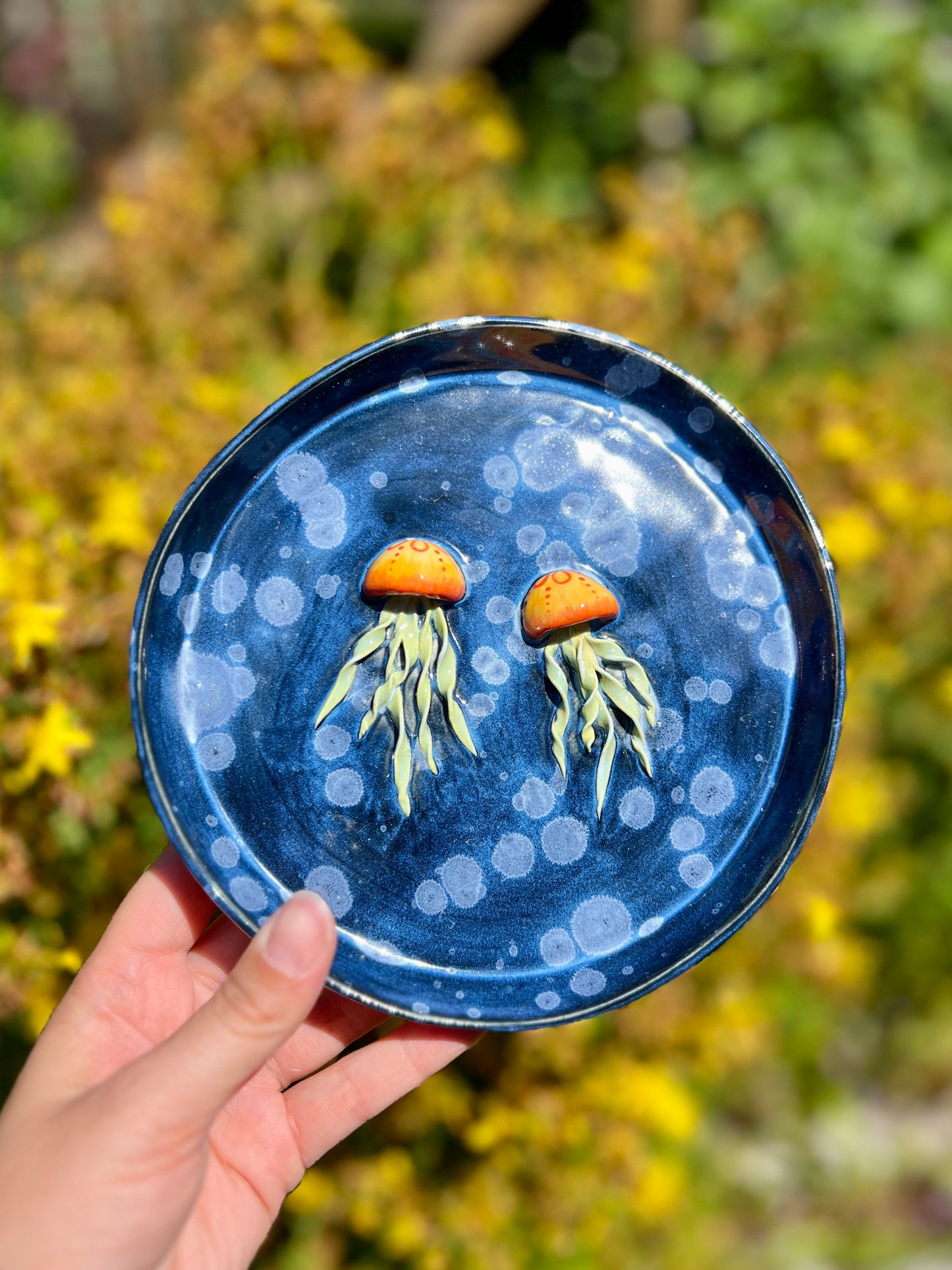 Double Orange Jellyfish Trinket Plate ( L1 Oopsie, D 7")