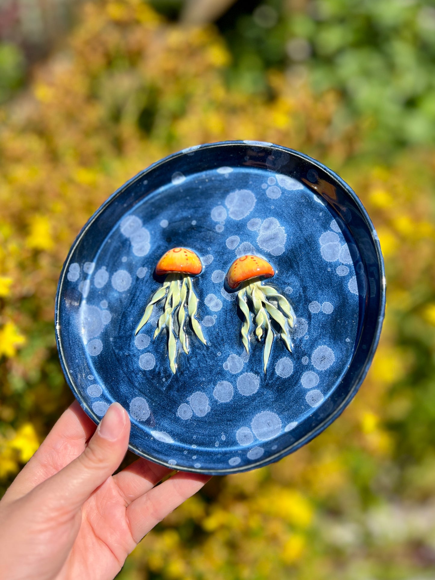 Double Orange Jellyfish Trinket Plate ( L1 Oopsie, D 7")