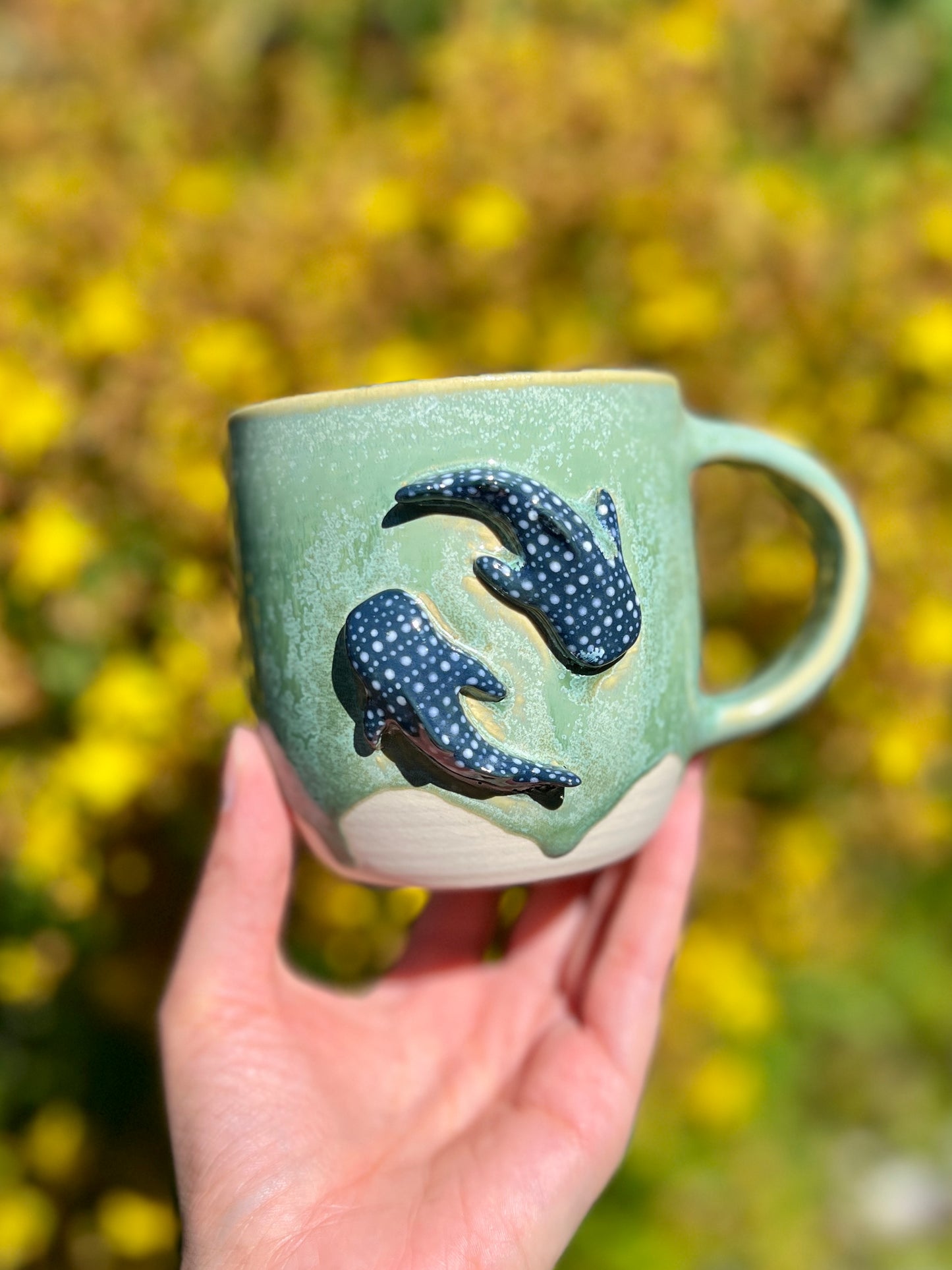 Yin Yang Whale Shark Mug - Jade (L1 Oopsie, 16oz)