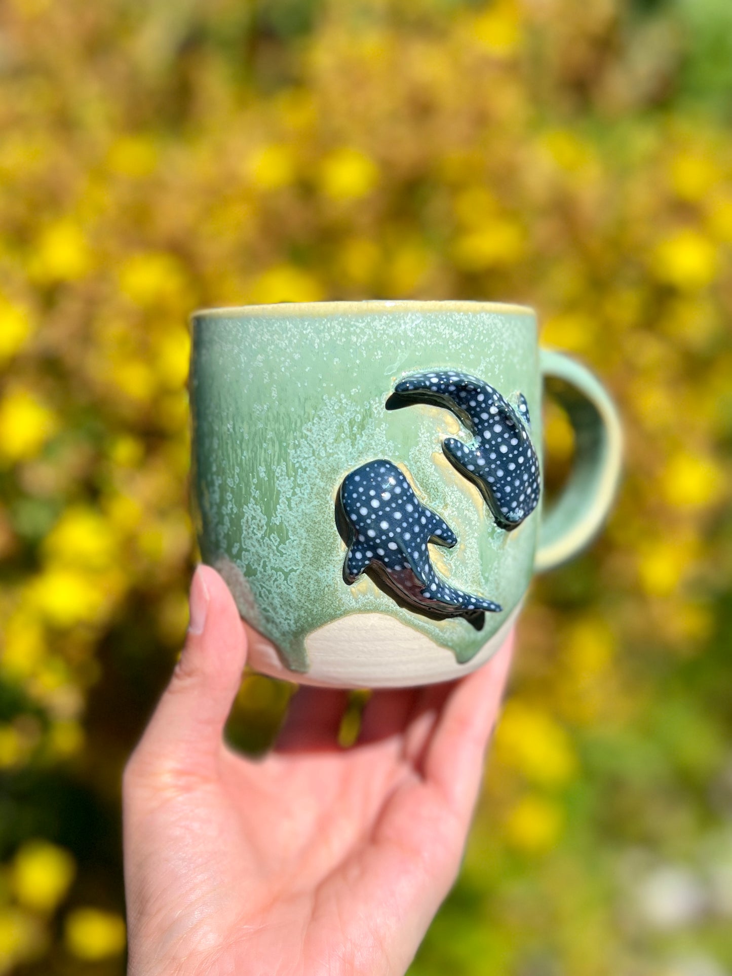 Yin Yang Whale Shark Mug - Jade (L1 Oopsie, 16oz)