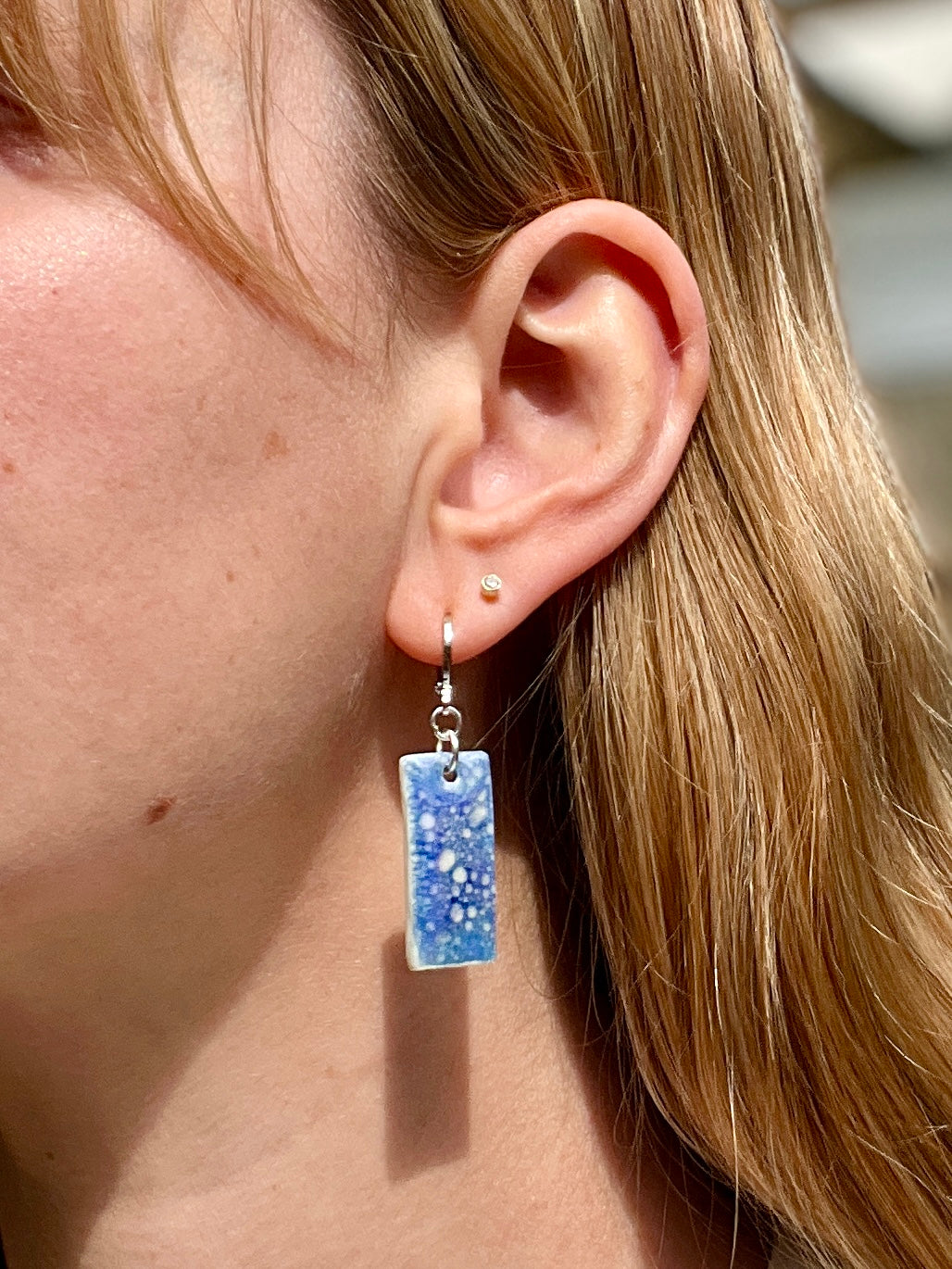 Porcelain Ocean Earrings - Platinum Plated