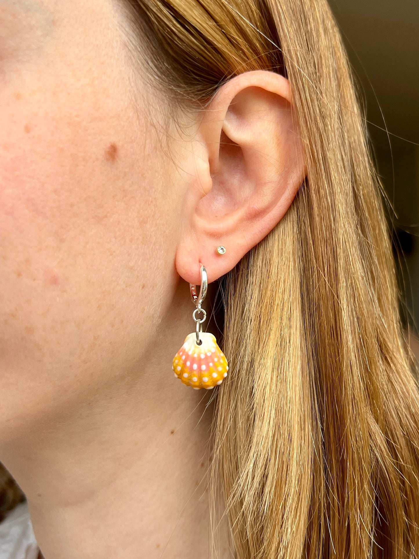 Sunrise Shell Earrings - Platinum Plated Brass