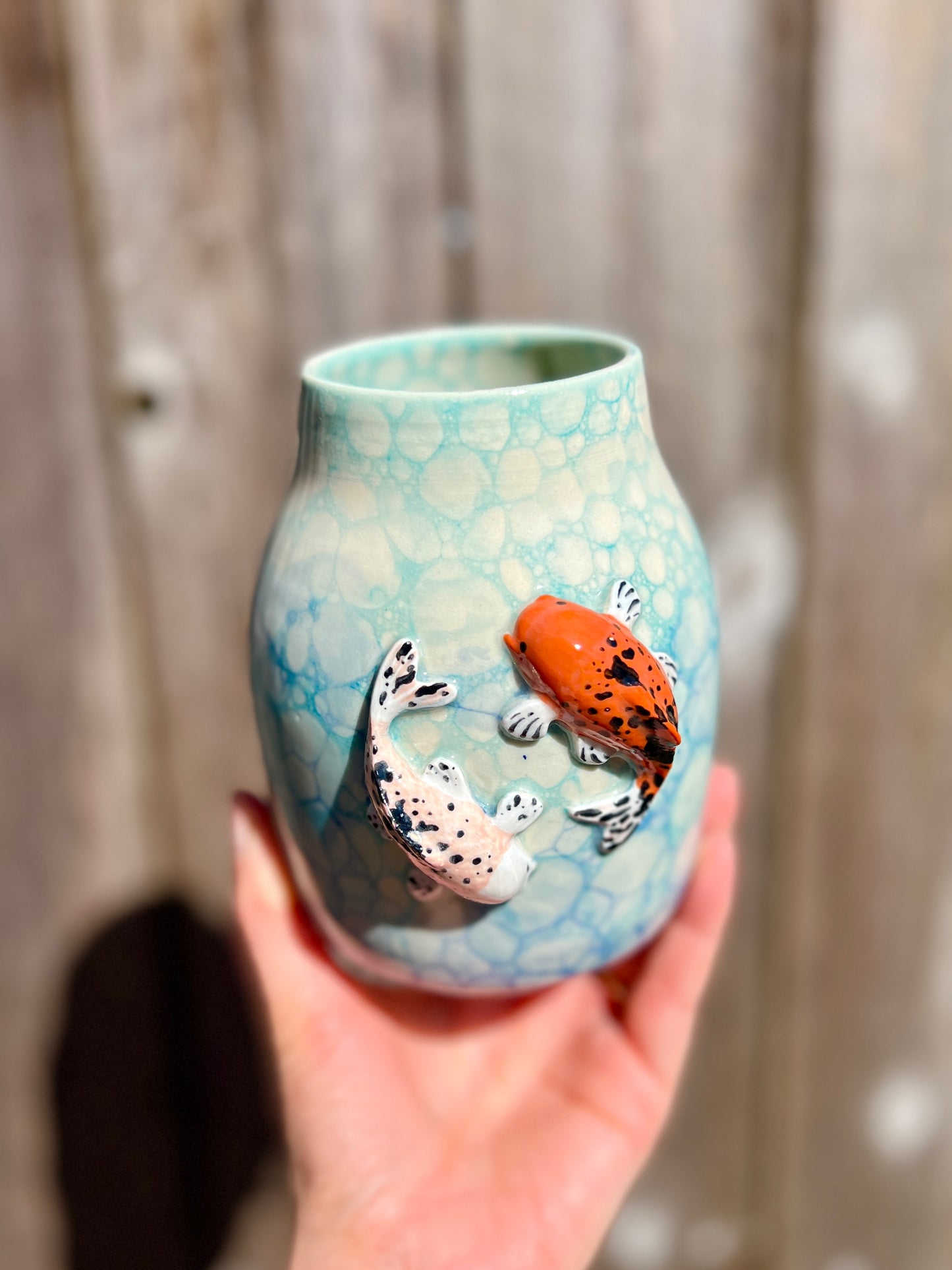 Yin Yang Koi Vase (H 6.5")