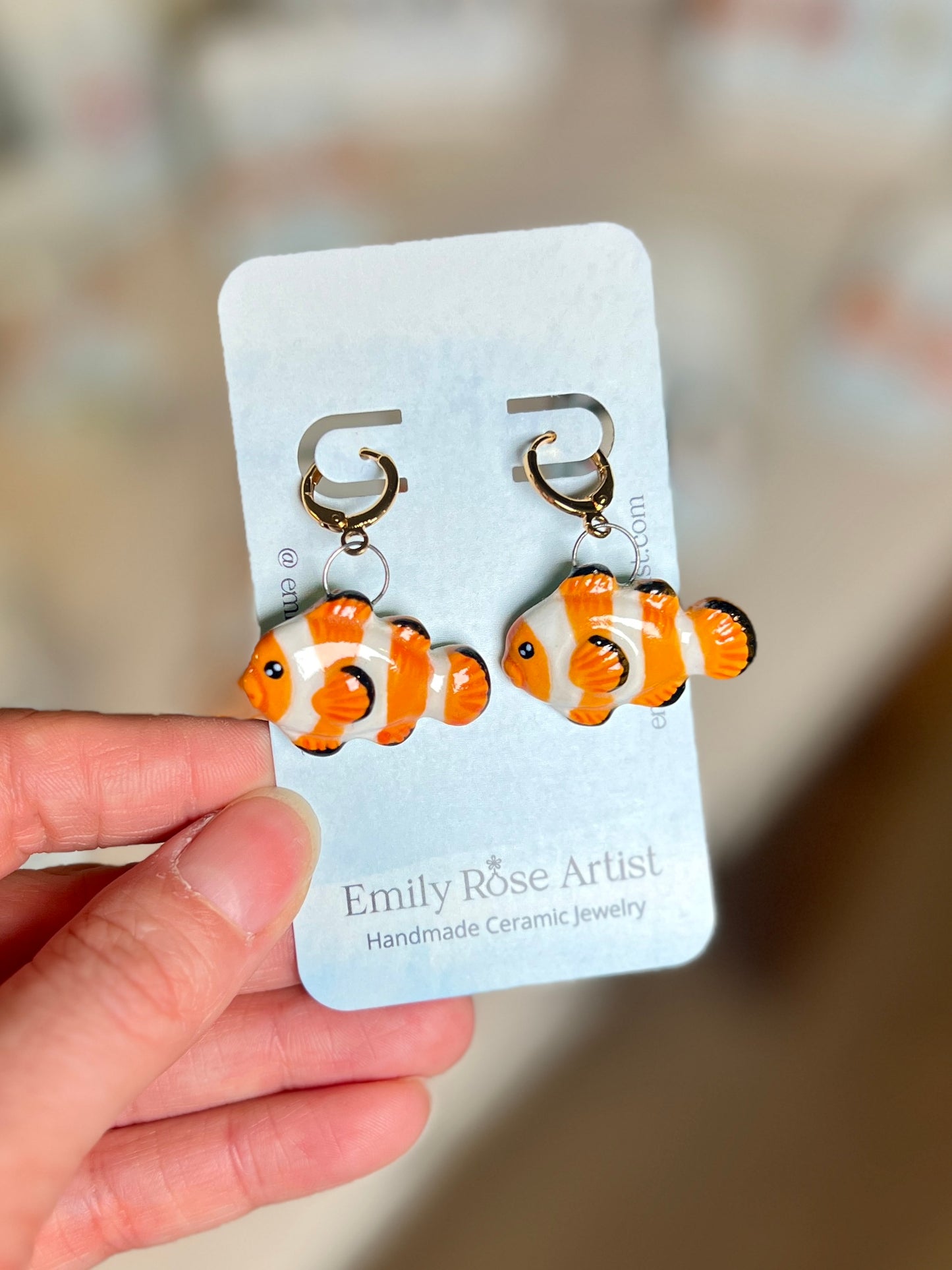 Clown Fish Earrings - Brass