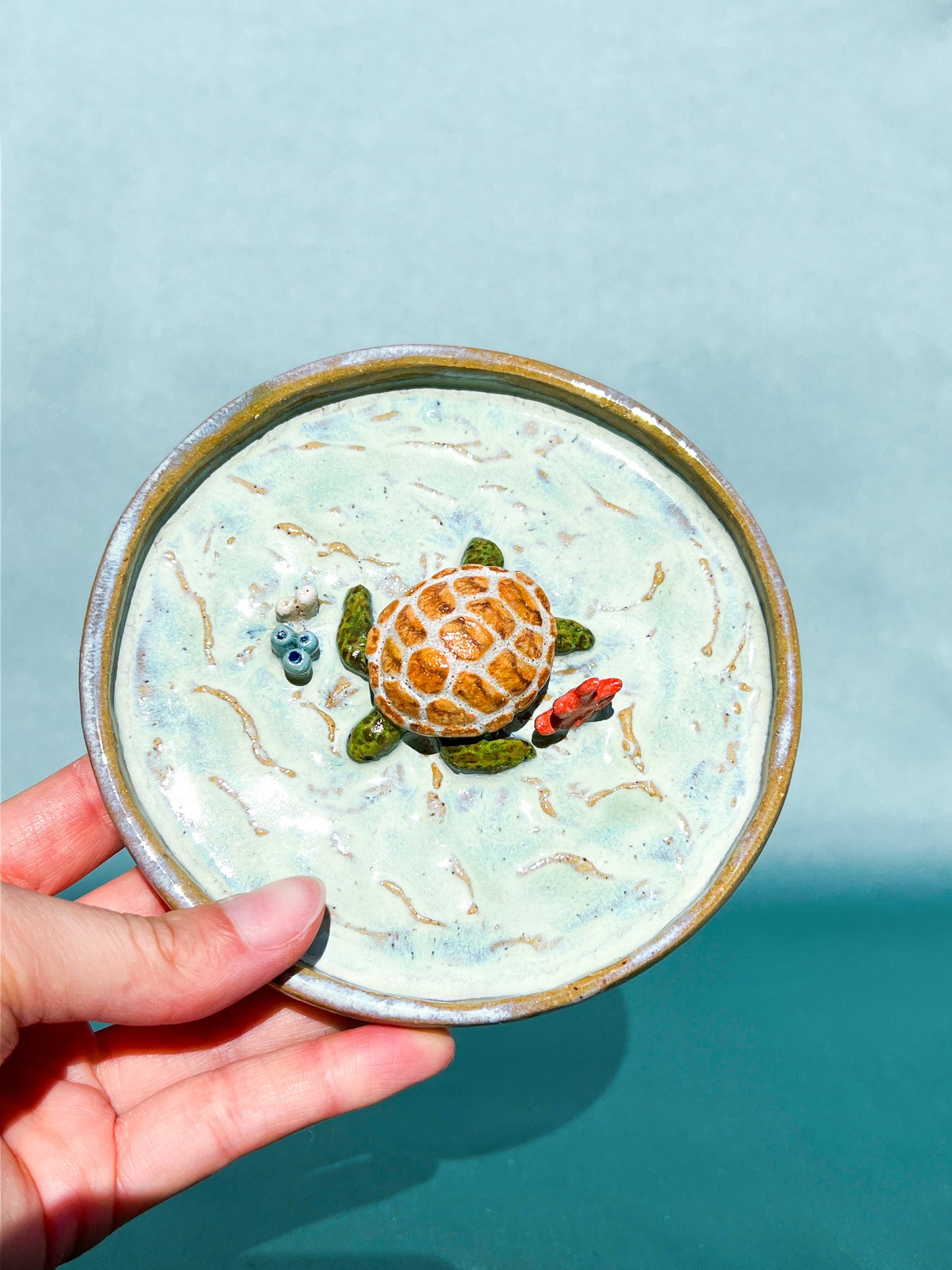 Resting turtle trinket dish