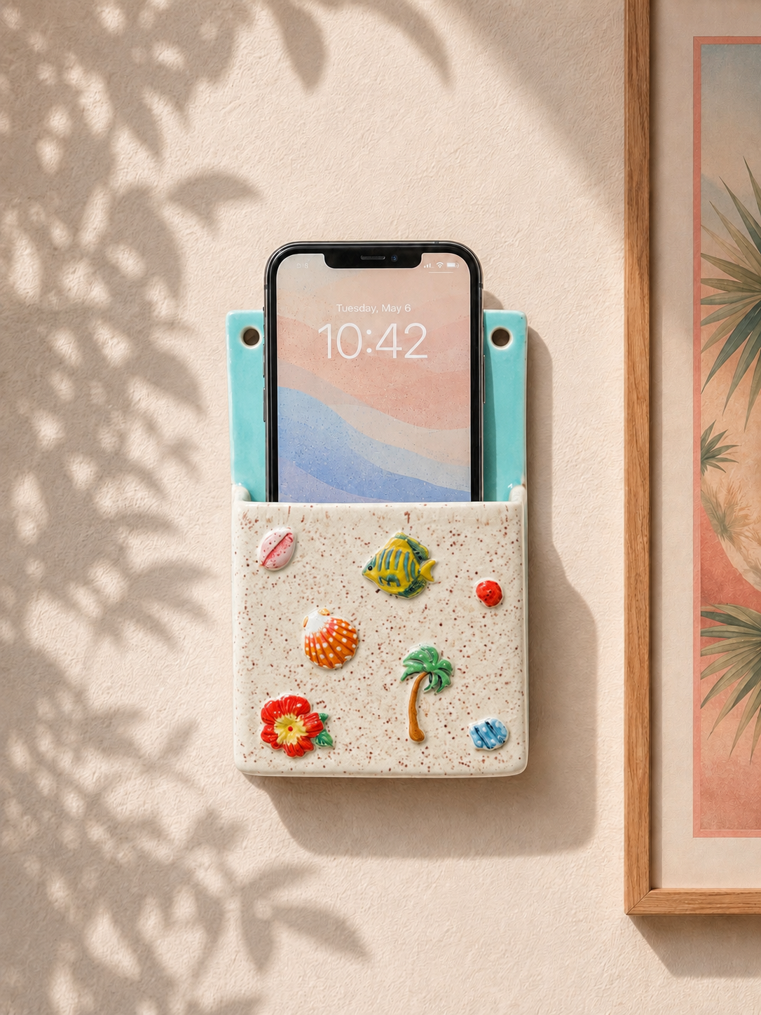 Island Life Phone Holder with Charging Port Hole