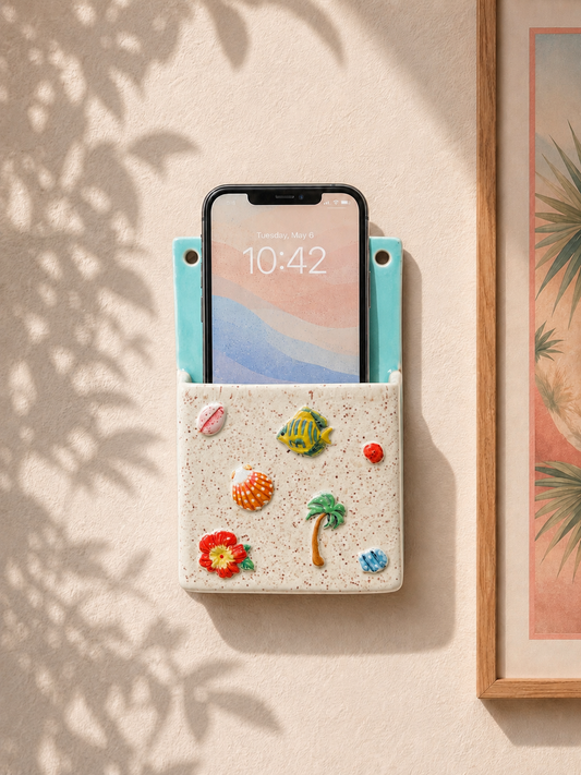 Island Life Phone Holder with Charging Port Hole
