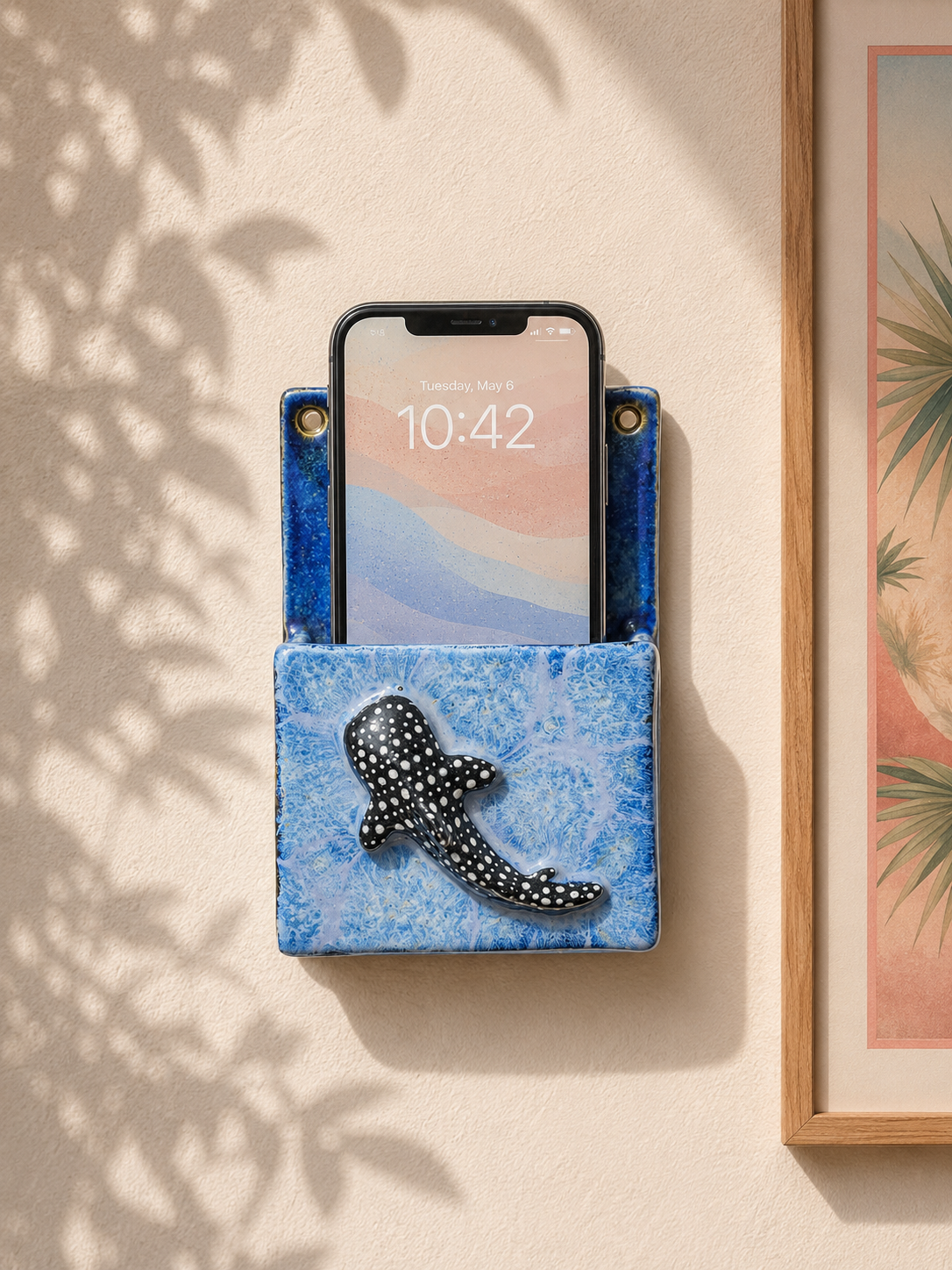 Whale Shark Phone Holder with Charging Port Hole