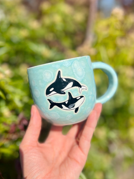 Dancing Orca's Mug - Porcelain (14oz)