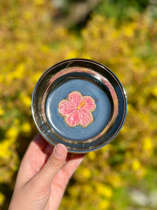 Mirror-shine Hibiscus Trinket Dish (not food safe)