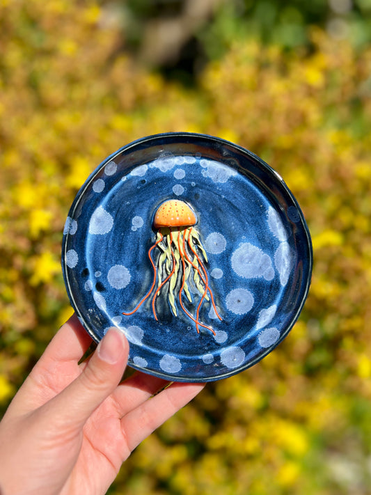 Orange Jellyfish Trinket Dish (5.25")