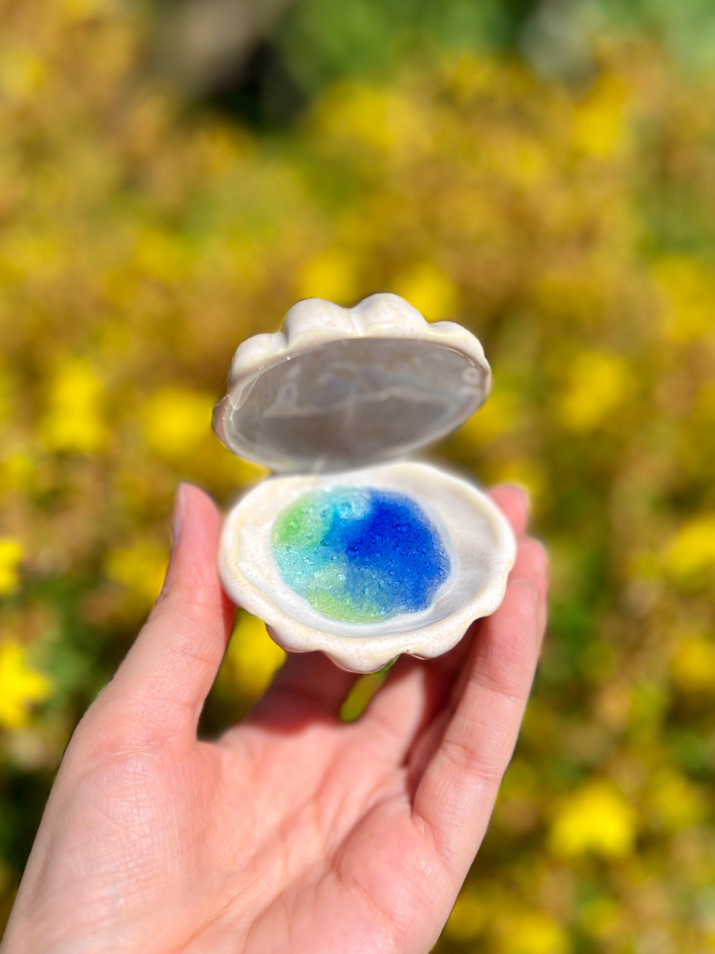 Shell Ring Holder With Sea Glass (V2)