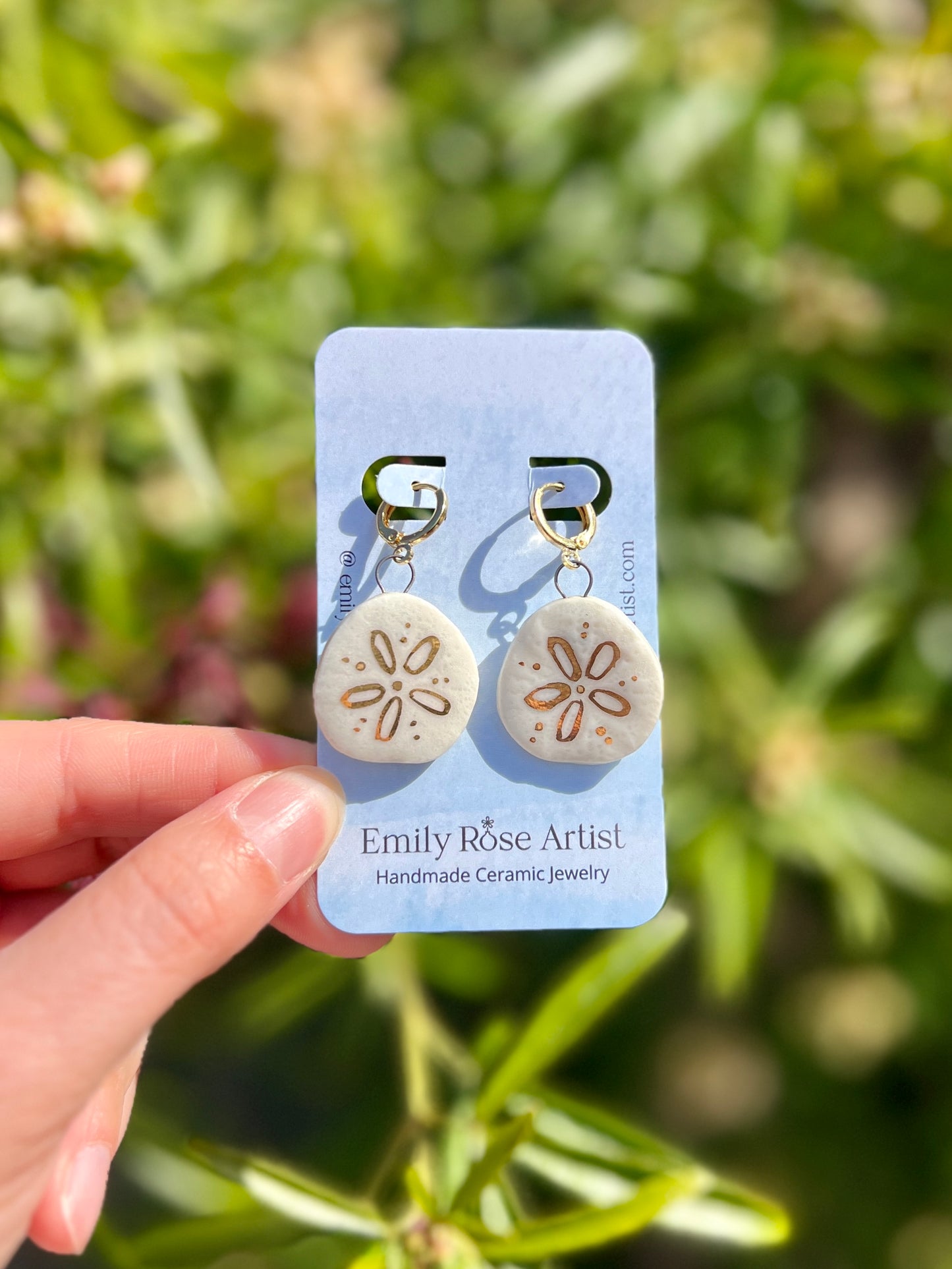 Sand Dollar Earrings - 14K Gold Plated Brass, Nickel Free