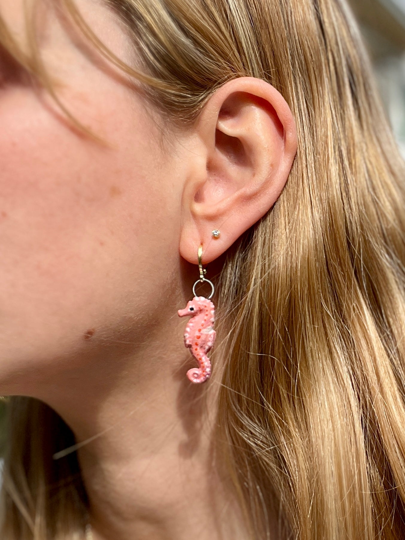 Sea Horse Earrings - 14K Gold Plated Brass Nickel Free