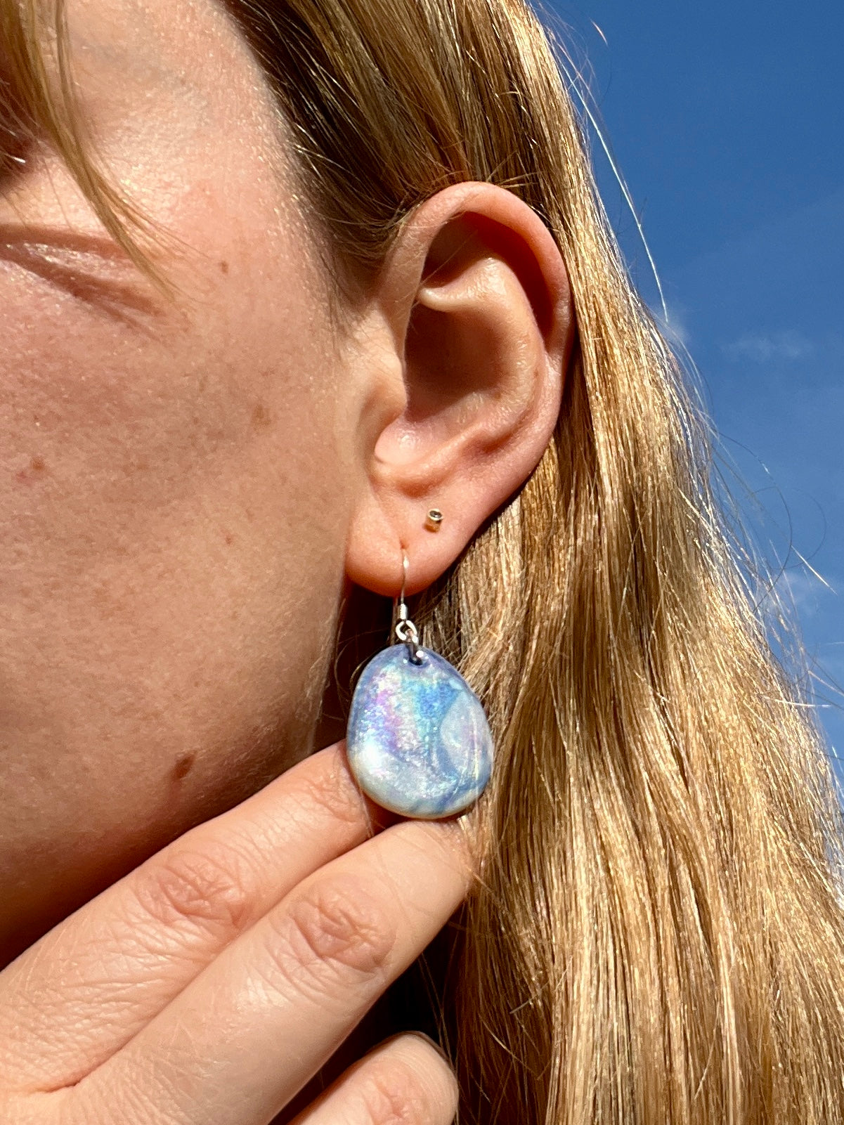 Porcelain Ocean Earrings - .999 Silver Plated Nickel Free