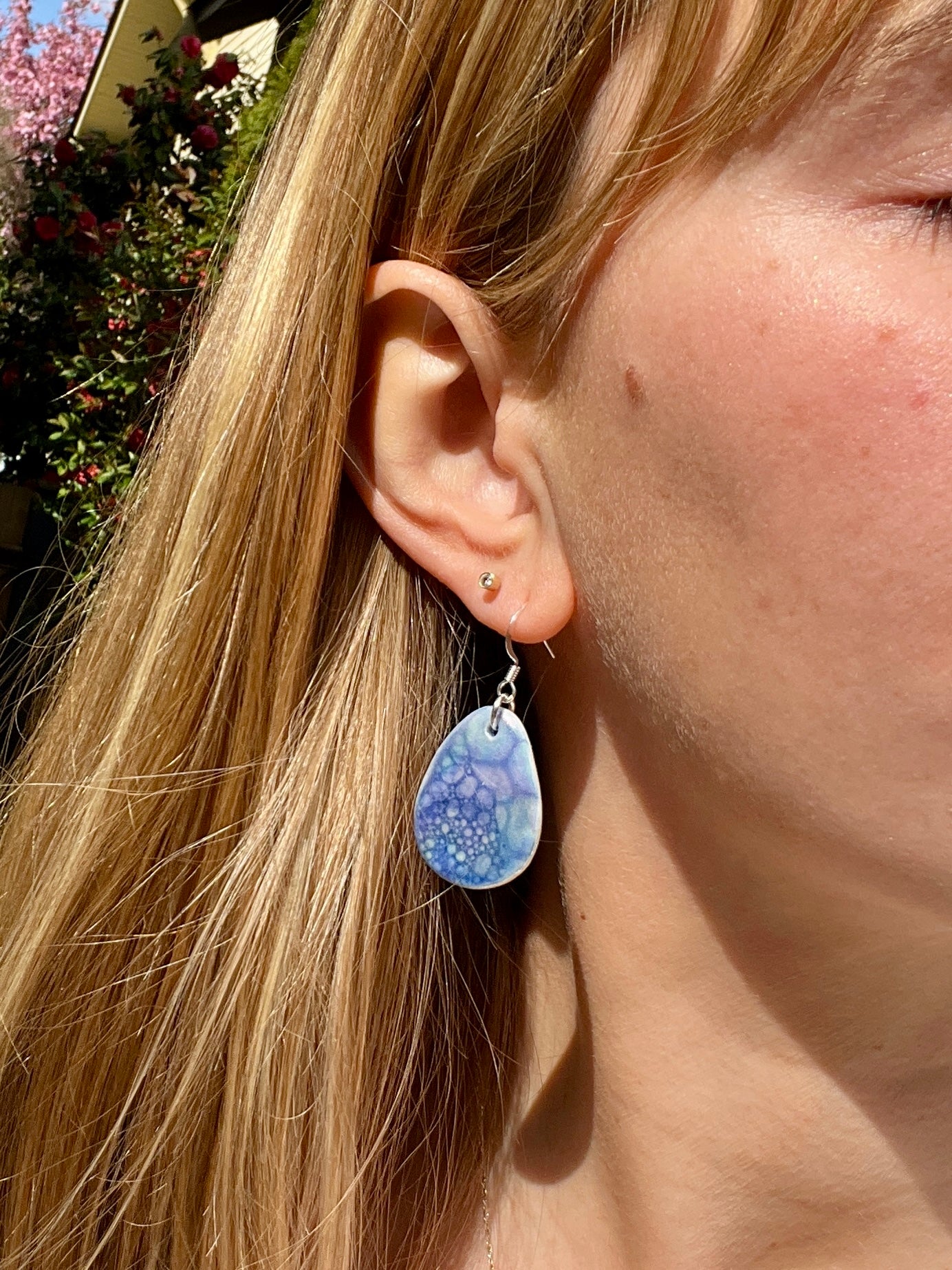 Porcelain Ocean Earrings - .999 Silver Plated Nickel Free