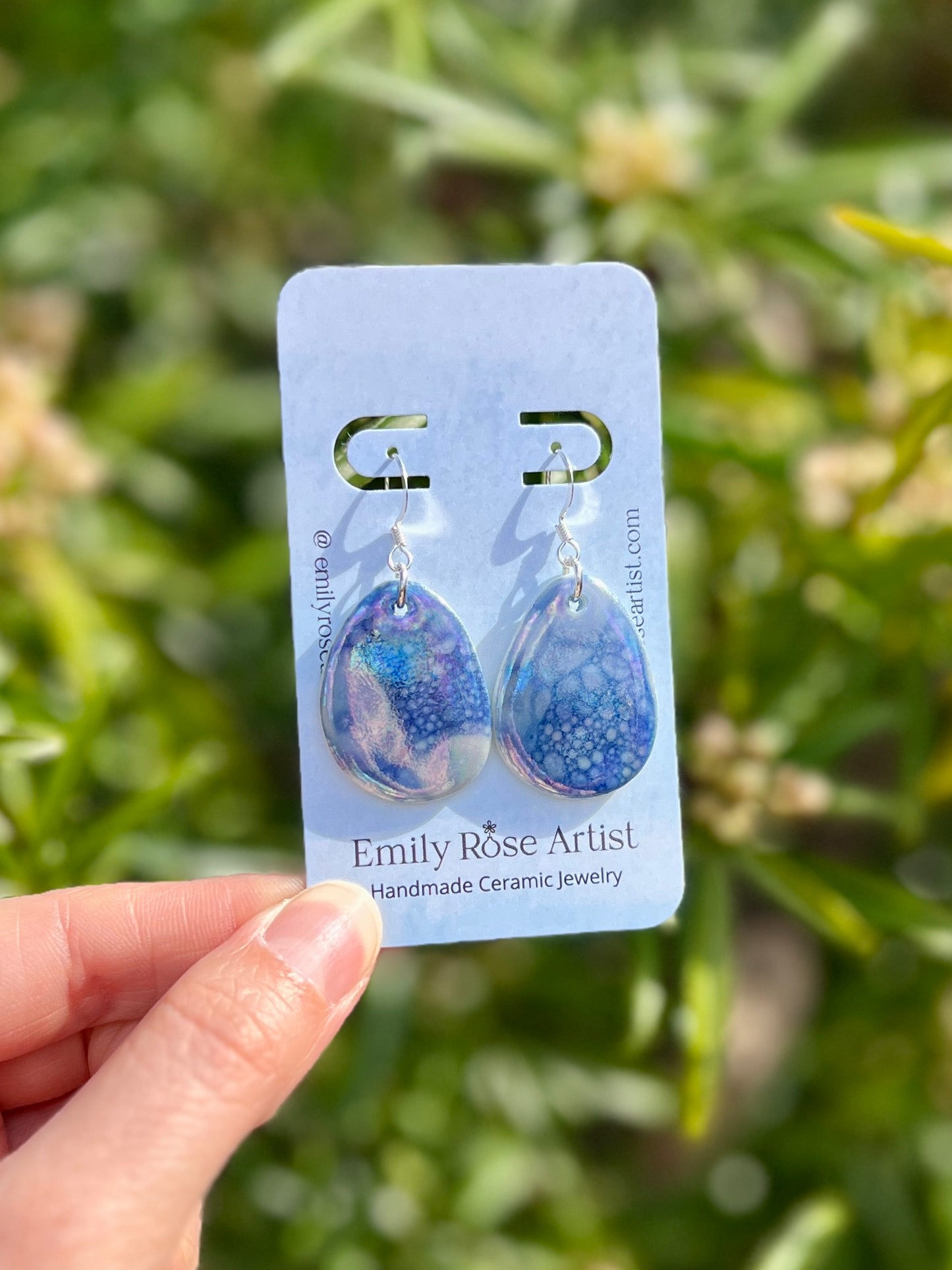 Porcelain Ocean Earrings - .999 Silver Plated Nickel Free