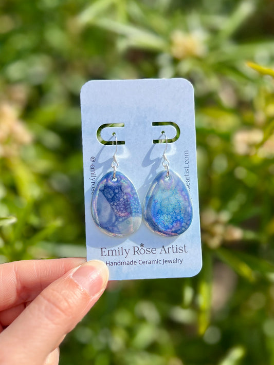 Porcelain Ocean Earrings - .999 Silver Plated Nickel Free