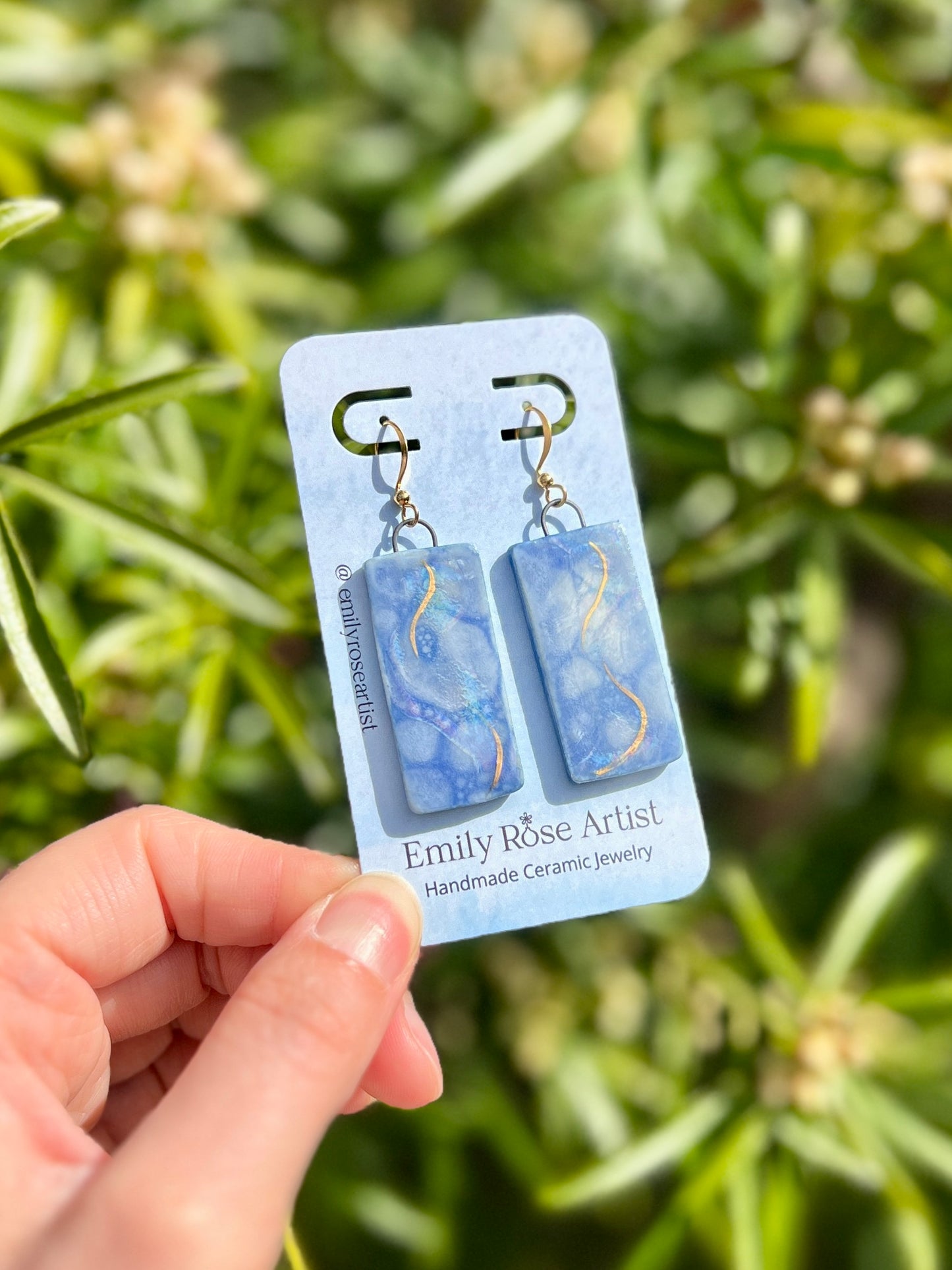 Porcelain Ocean Earrings - 14K Gold Plated Brass Nickel Free