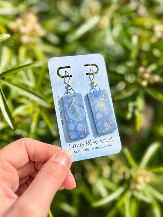 Porcelain Ocean Earrings - 14K Gold Plated Brass Nickel Free