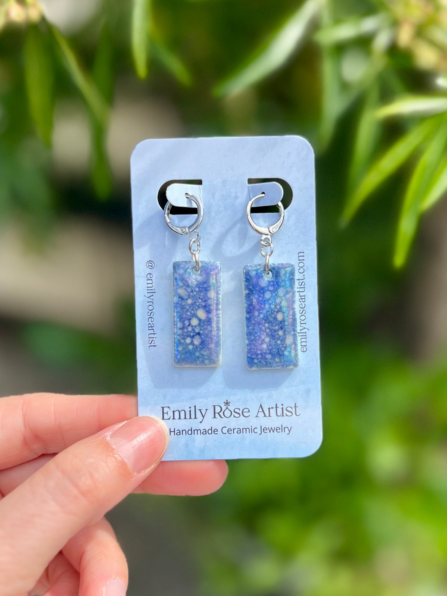 Porcelain Ocean Earrings - Platinum Plated