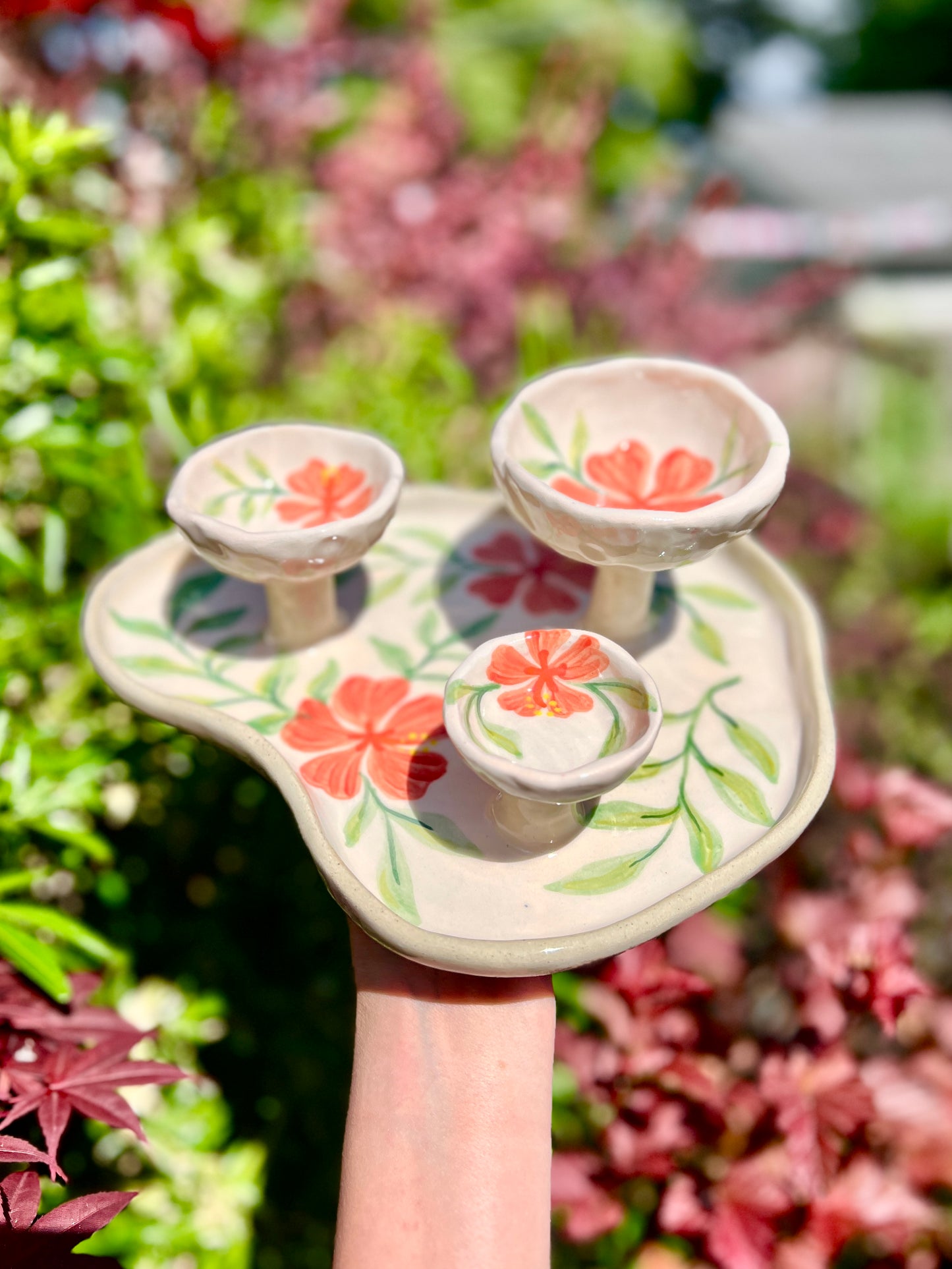 Hibiscus Multi-tier Dish (W 10")