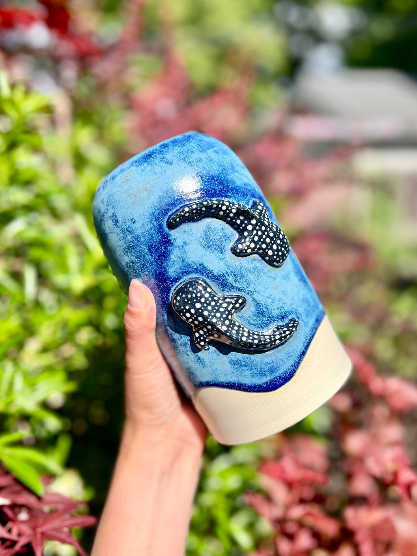 Double Whale Shark Vase (H 7")
