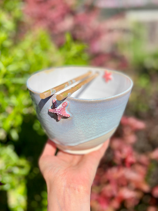 Star Fish Ramen Bowl with Chopstick Holder