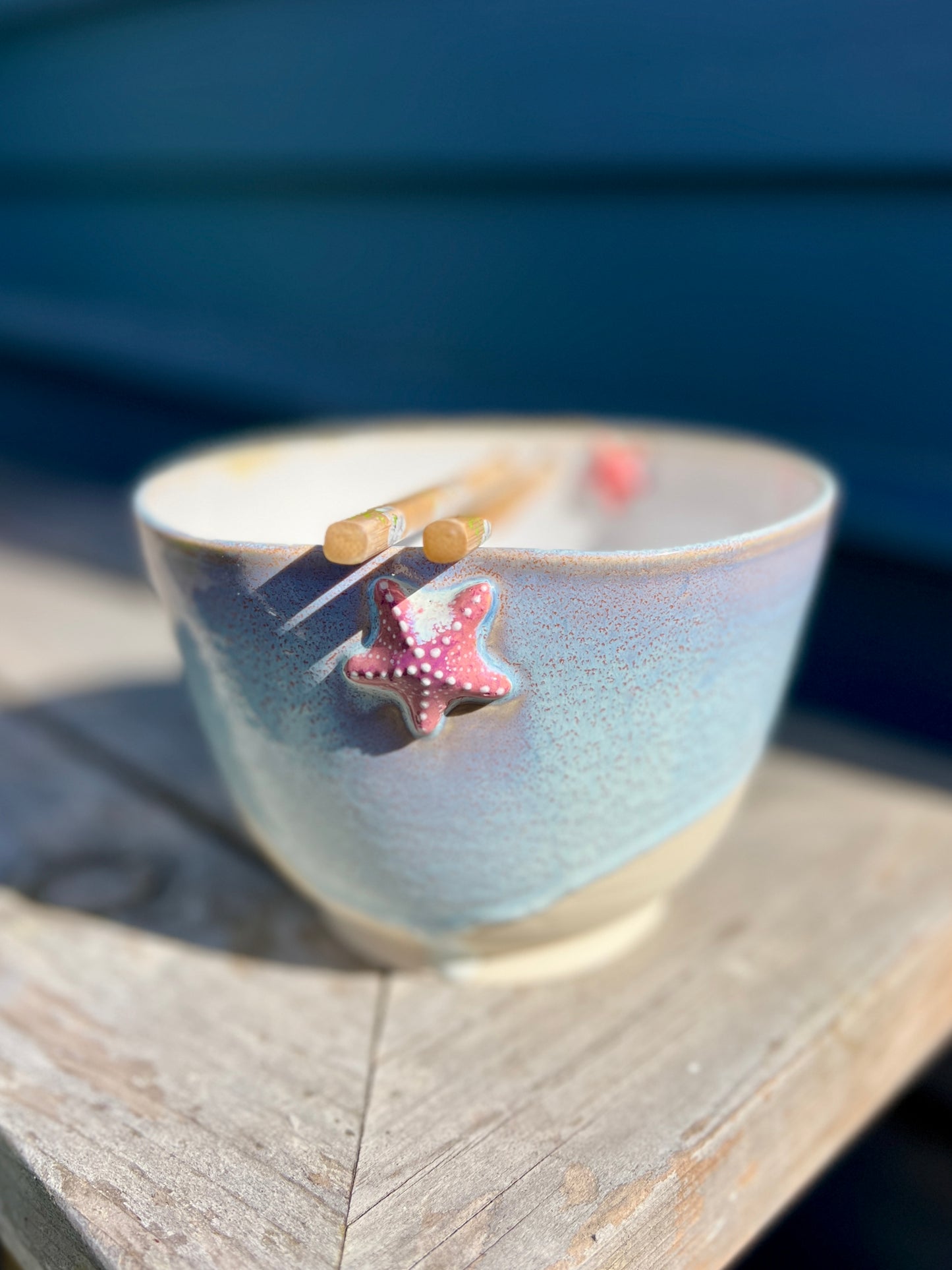 Star Fish Ramen Bowl with Chopstick Holder