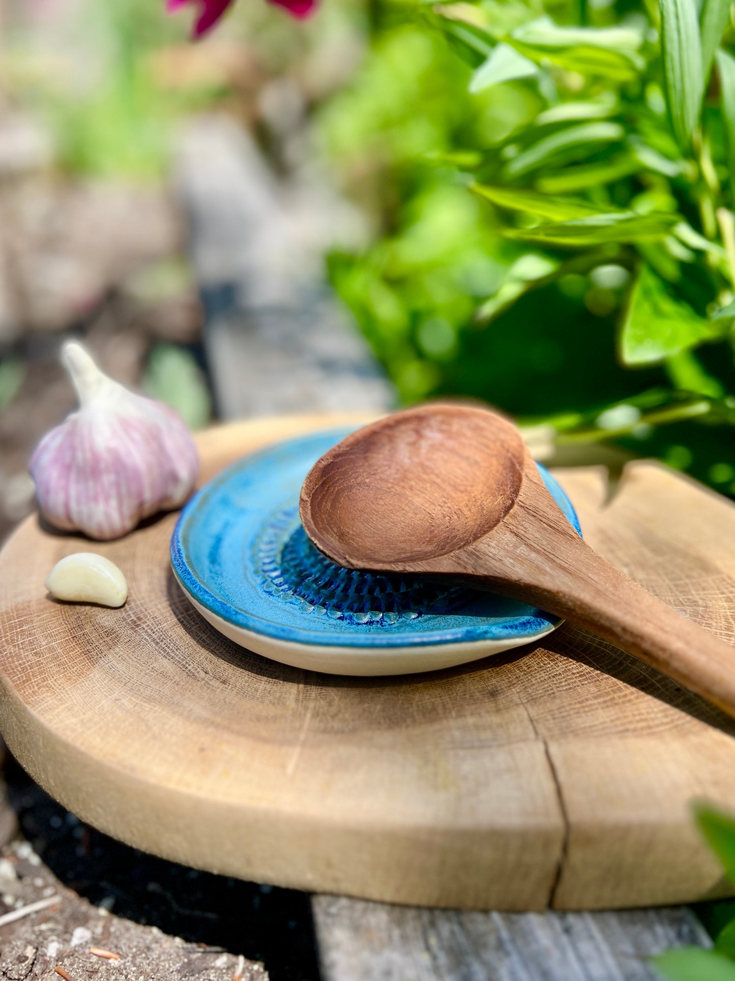 Patina Blue Garlic Grater Spoon Rest
