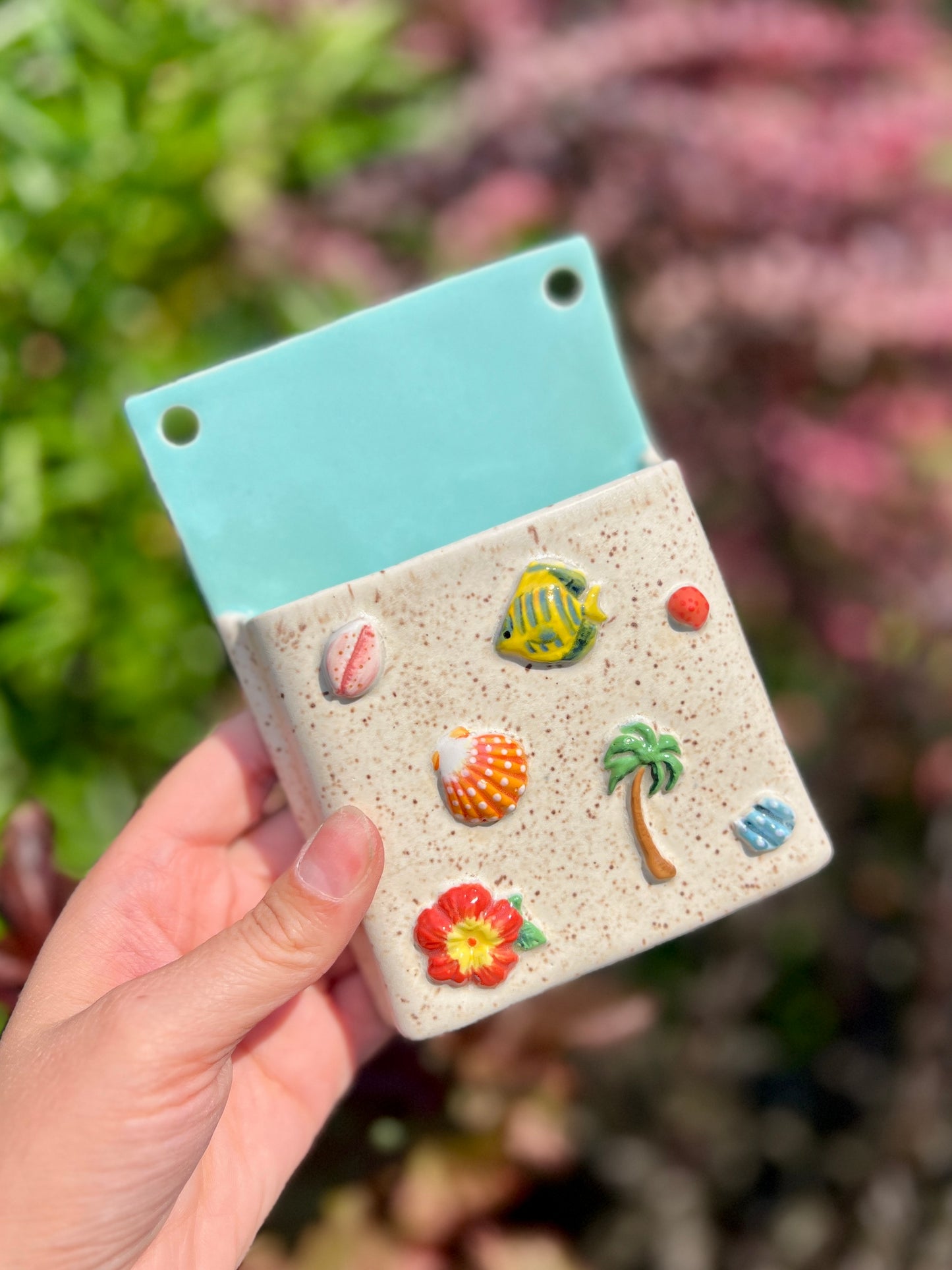 Island Life Phone Holder with Charging Port Hole
