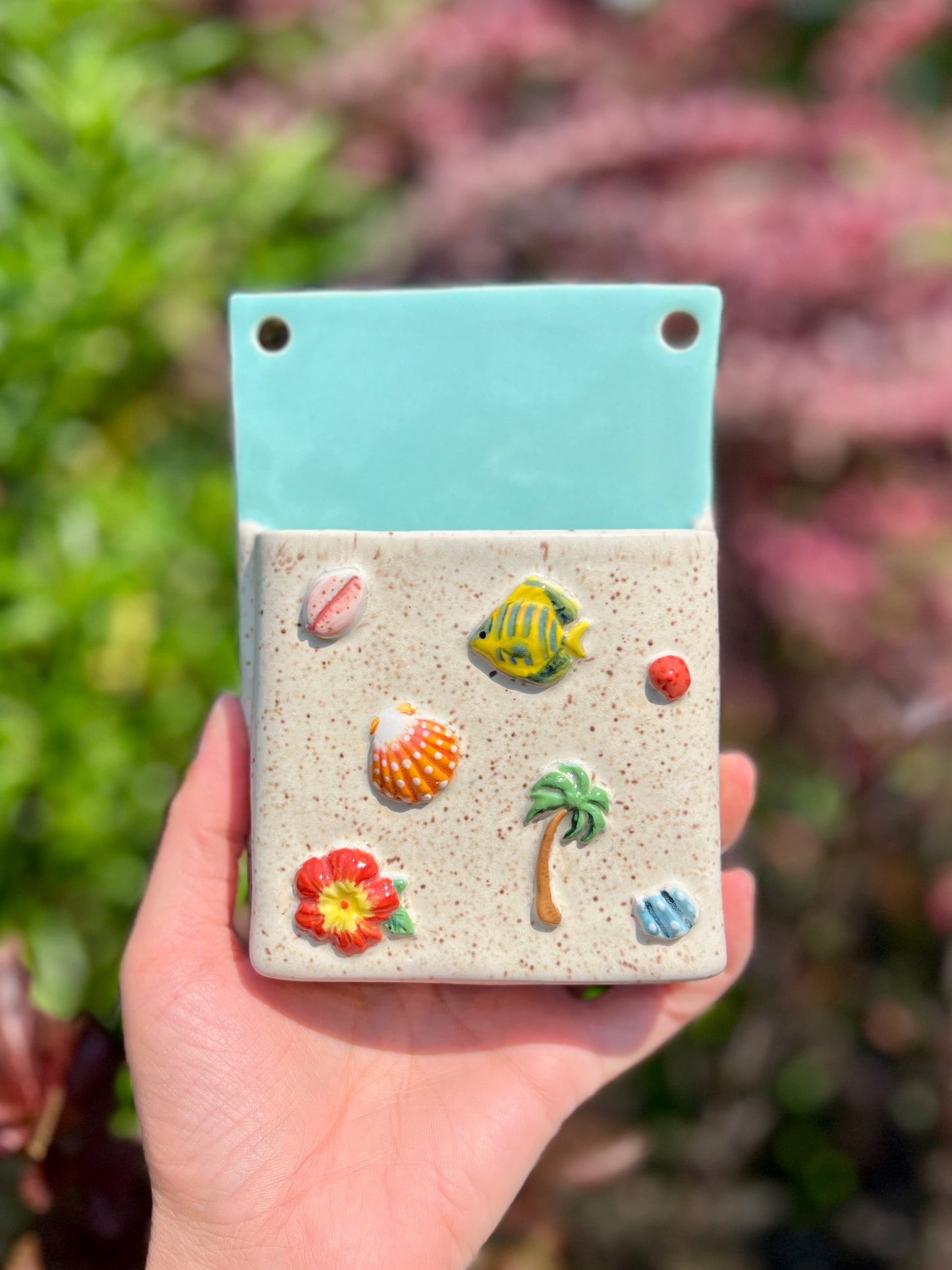 Island Life Phone Holder with Charging Port Hole