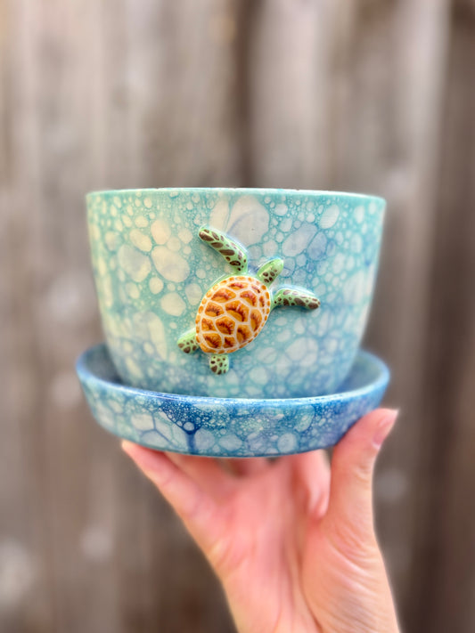 Honu Bubble Ocean Planter with Drainage