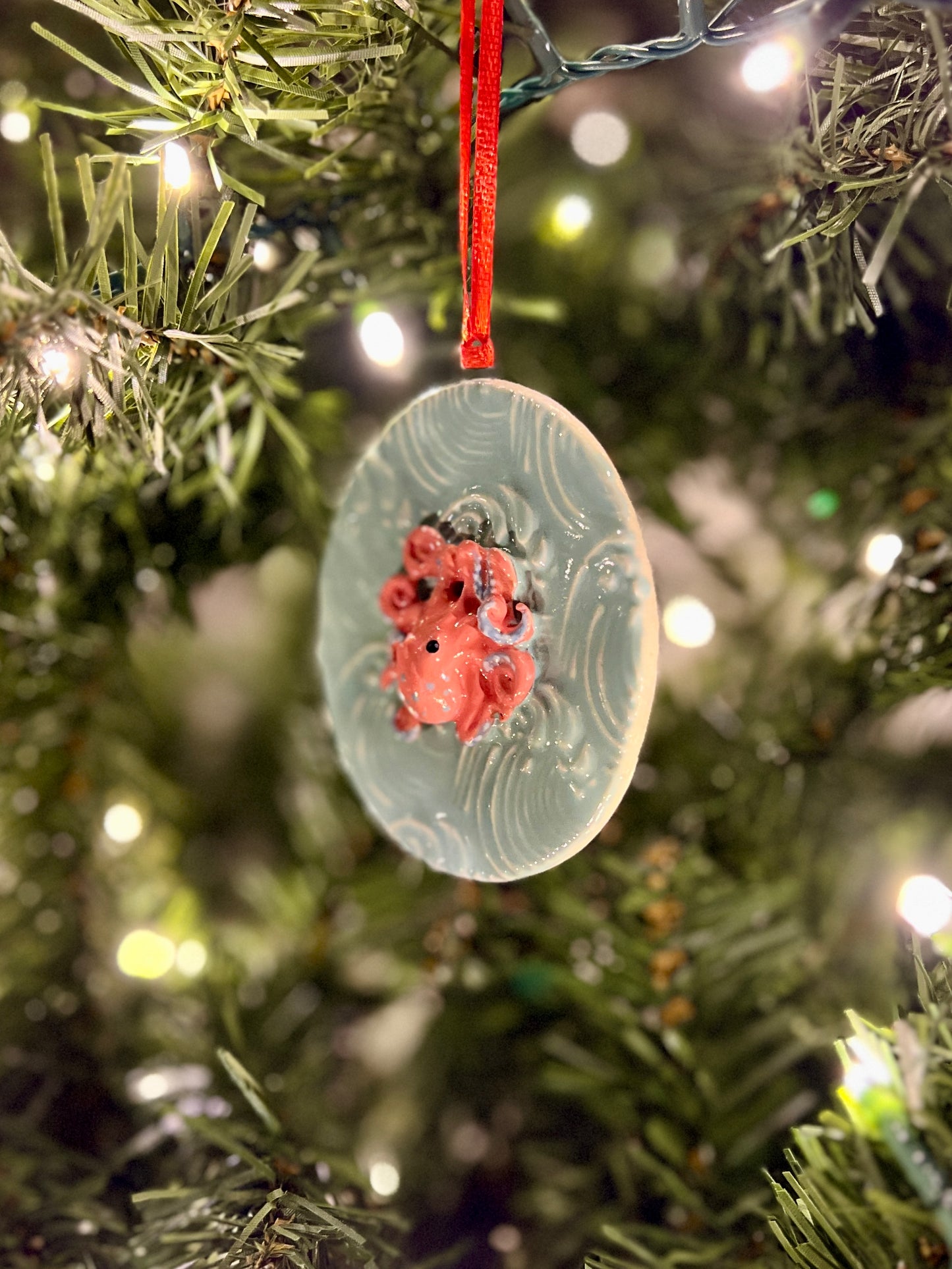 Octopus Wave Ornament (3.25")