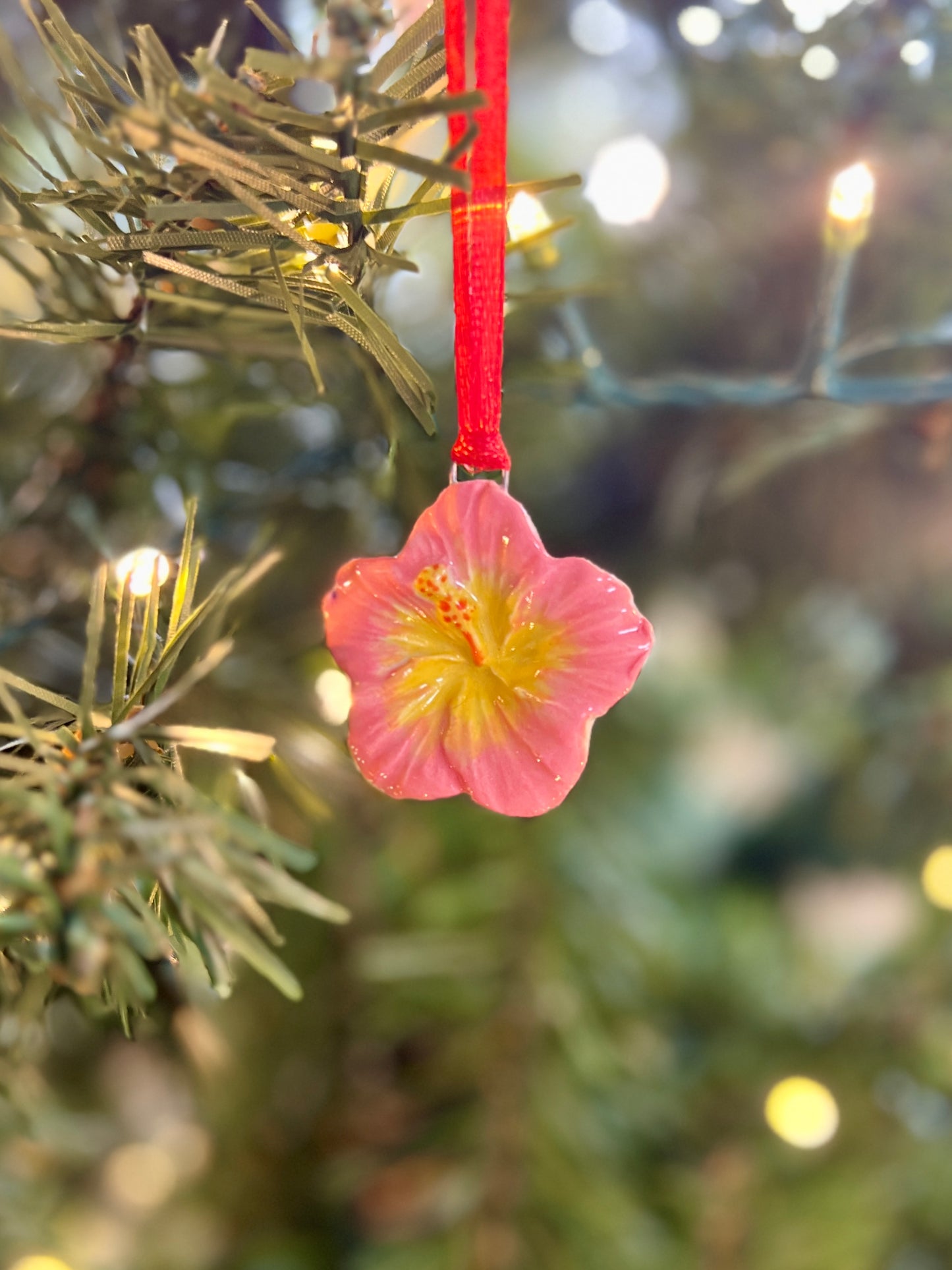 Pink Hibiscus Ornament (2")