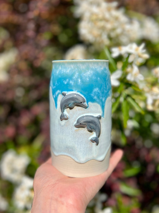 Double Dolphin Vase (H 6")