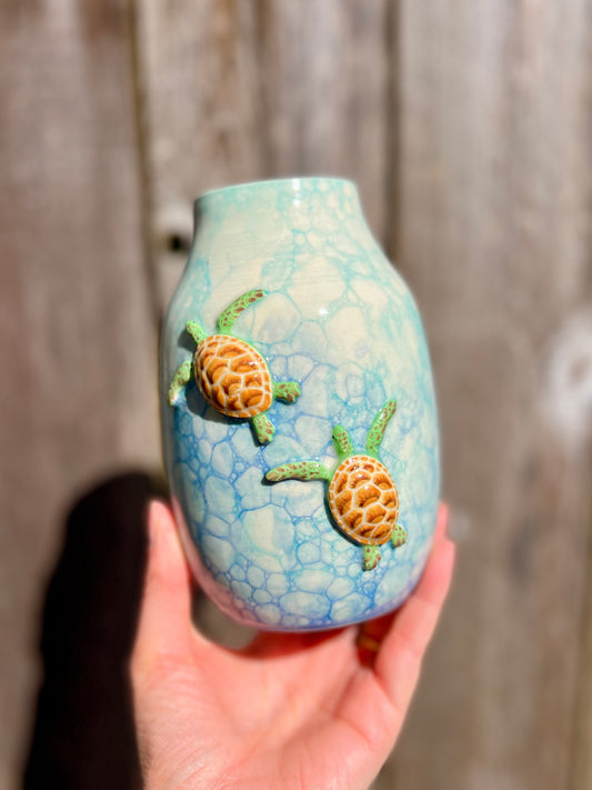 Double Honu Bubble Vase (H 6.5")