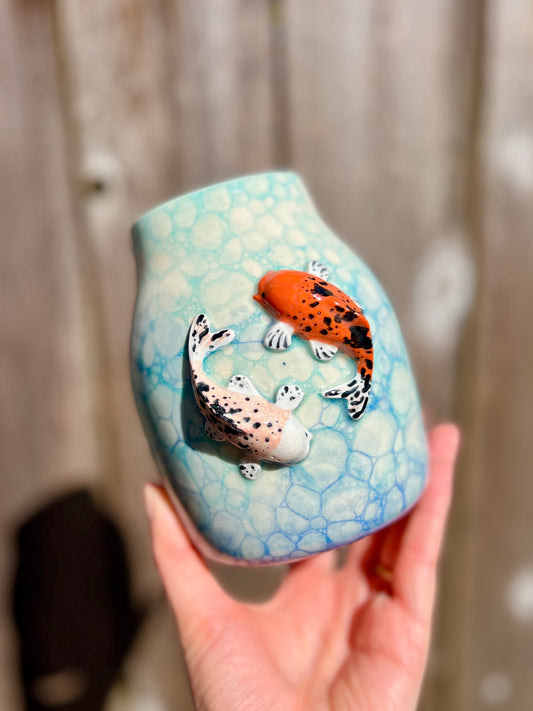 Yin Yang Koi Vase (H 6.5")