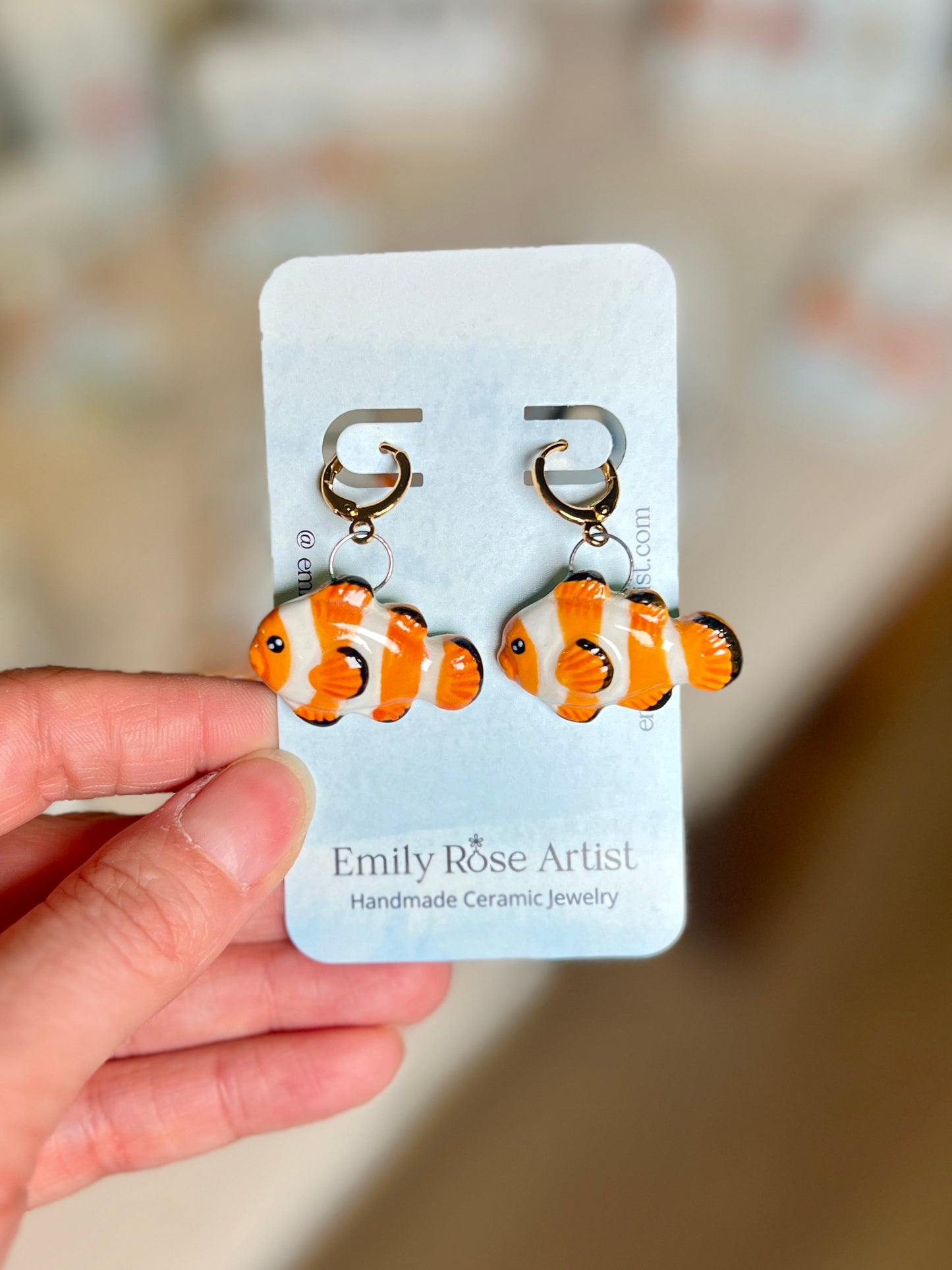 Clown Fish Earrings - Brass