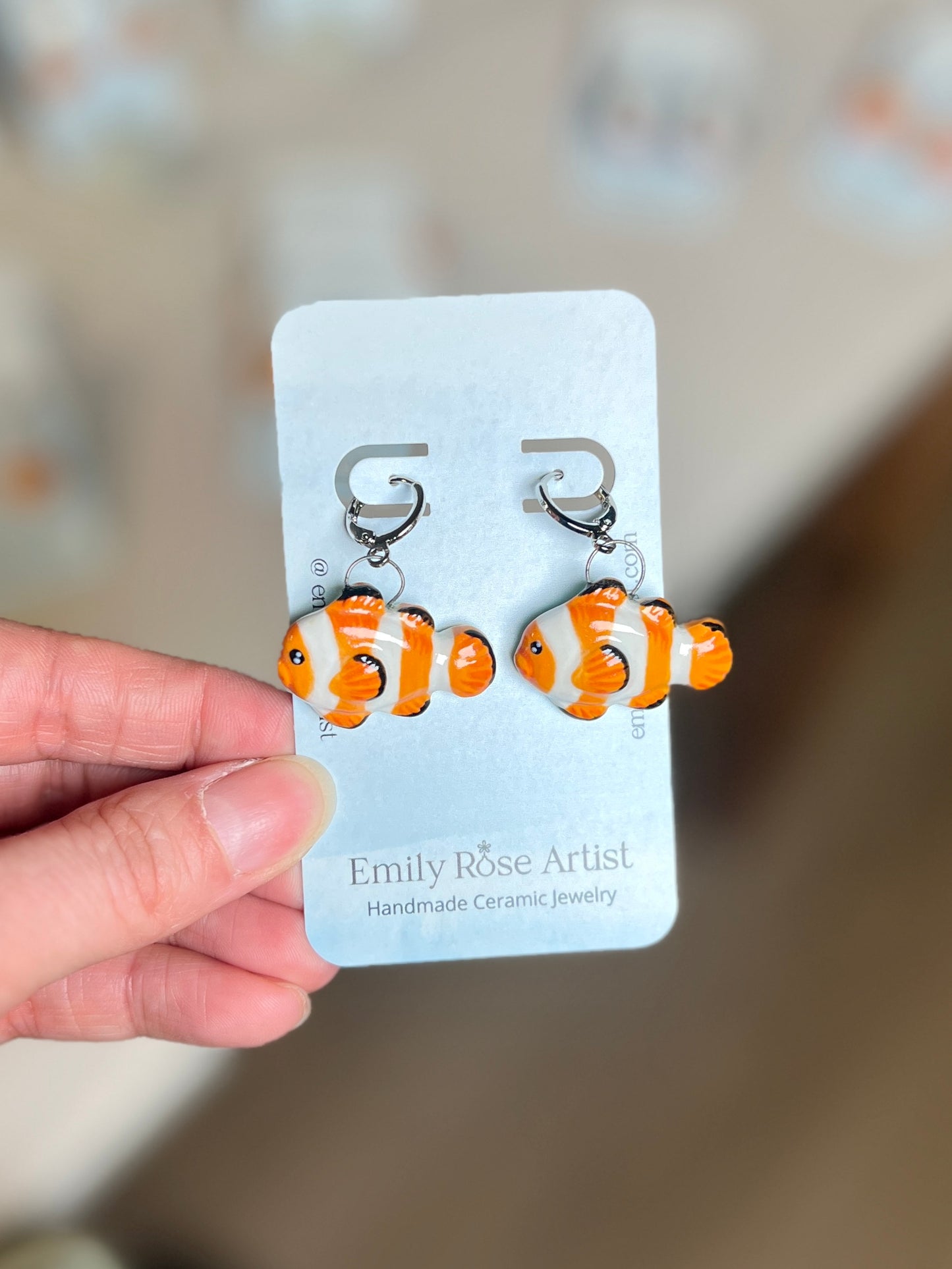 Clown Fish Earrings - Platinum Plated