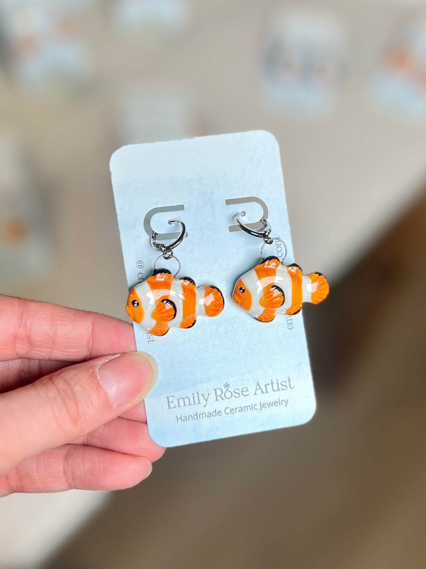 Clown Fish Earrings - Platinum Plated